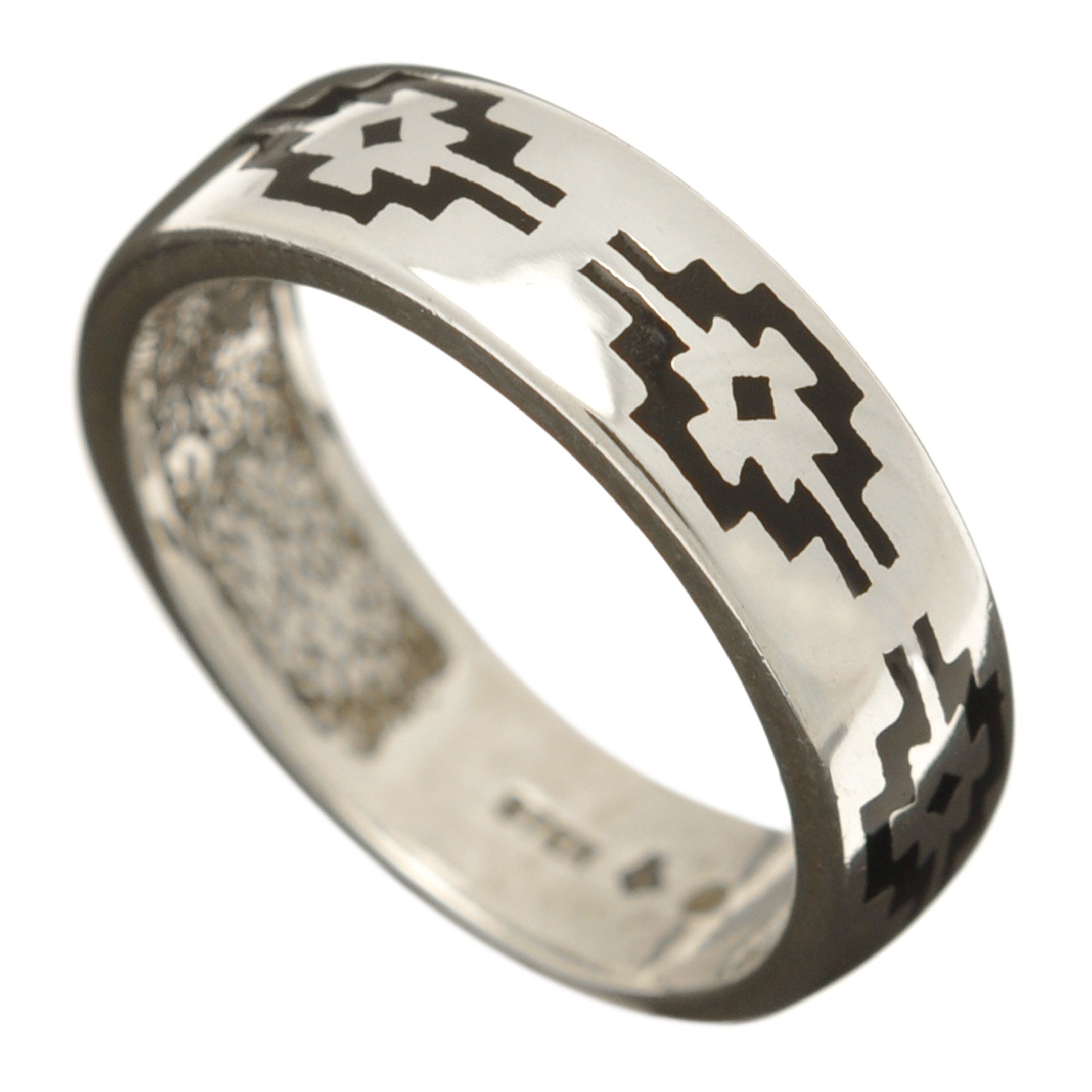Ring for men and women in silver with rug patterns, R557 - Harpo Paris