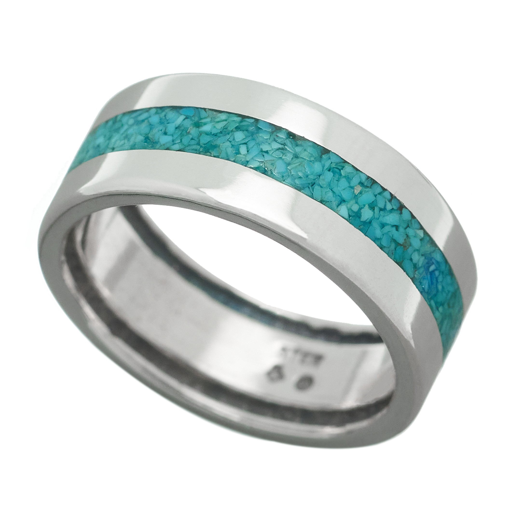 Bague homme et femme en argent et turquoise ou résine noire, R734 - Harpo Paris