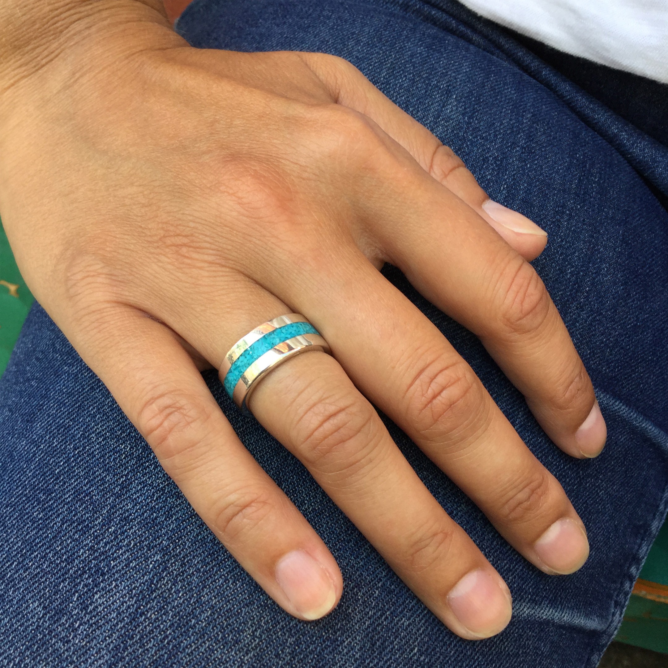 Ring for men and women in turquoise or black resin, R734 - Harpo Paris