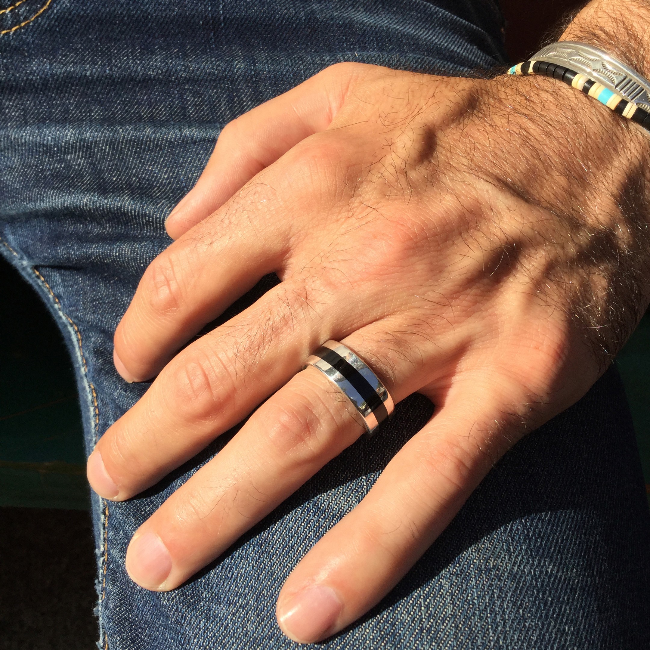 Ring for men and women in turquoise or black resin, R734 - Harpo Paris