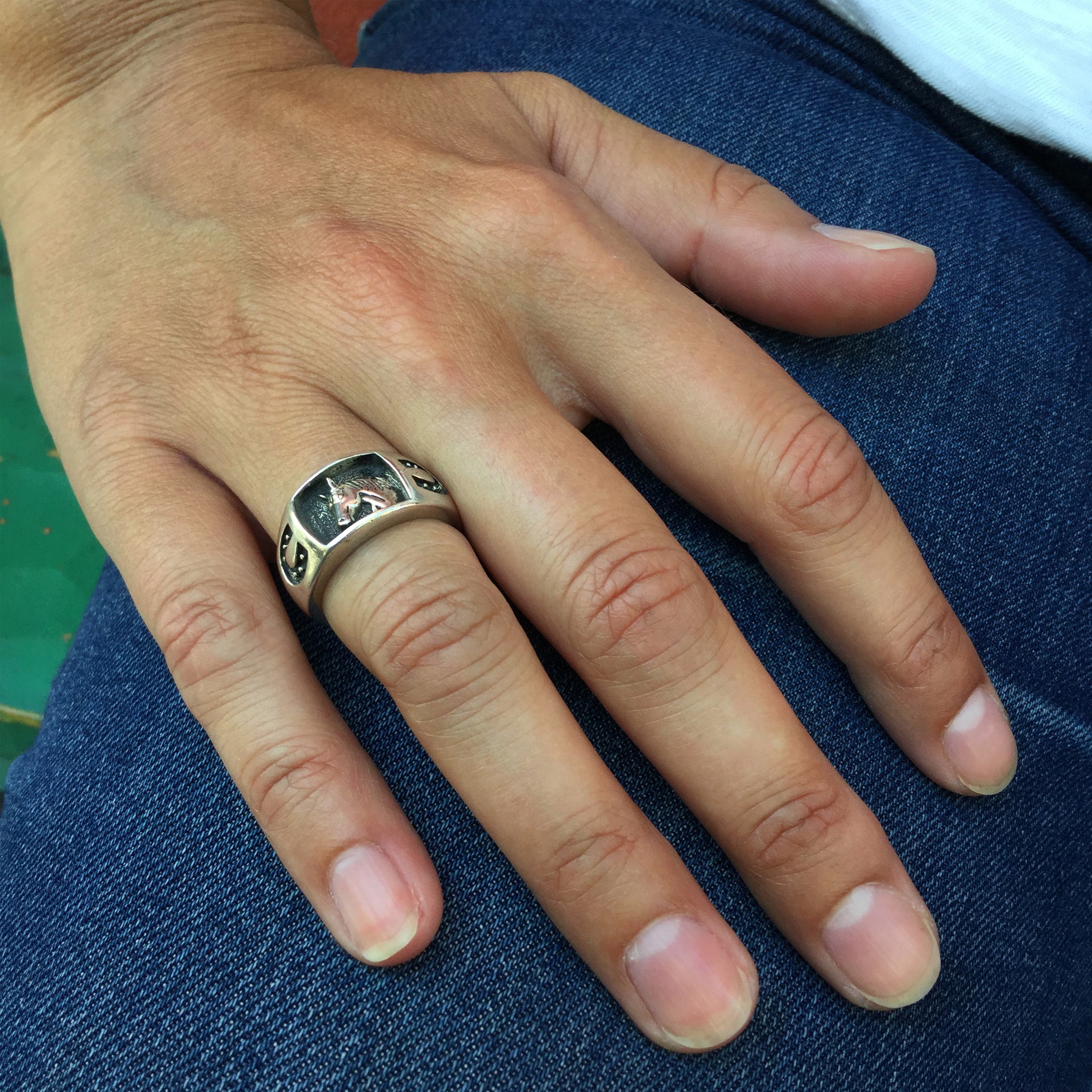 Bague Navajo pour homme et femme en argent, modèle cheval, R476 - Harpo Paris