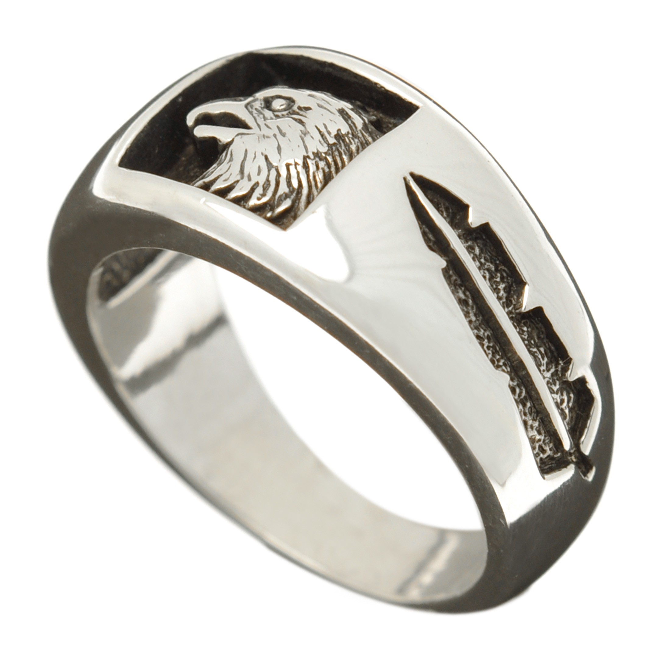 Bague Navajo pour homme et femme en argent, modèle aigle, R473 - Harpo Paris