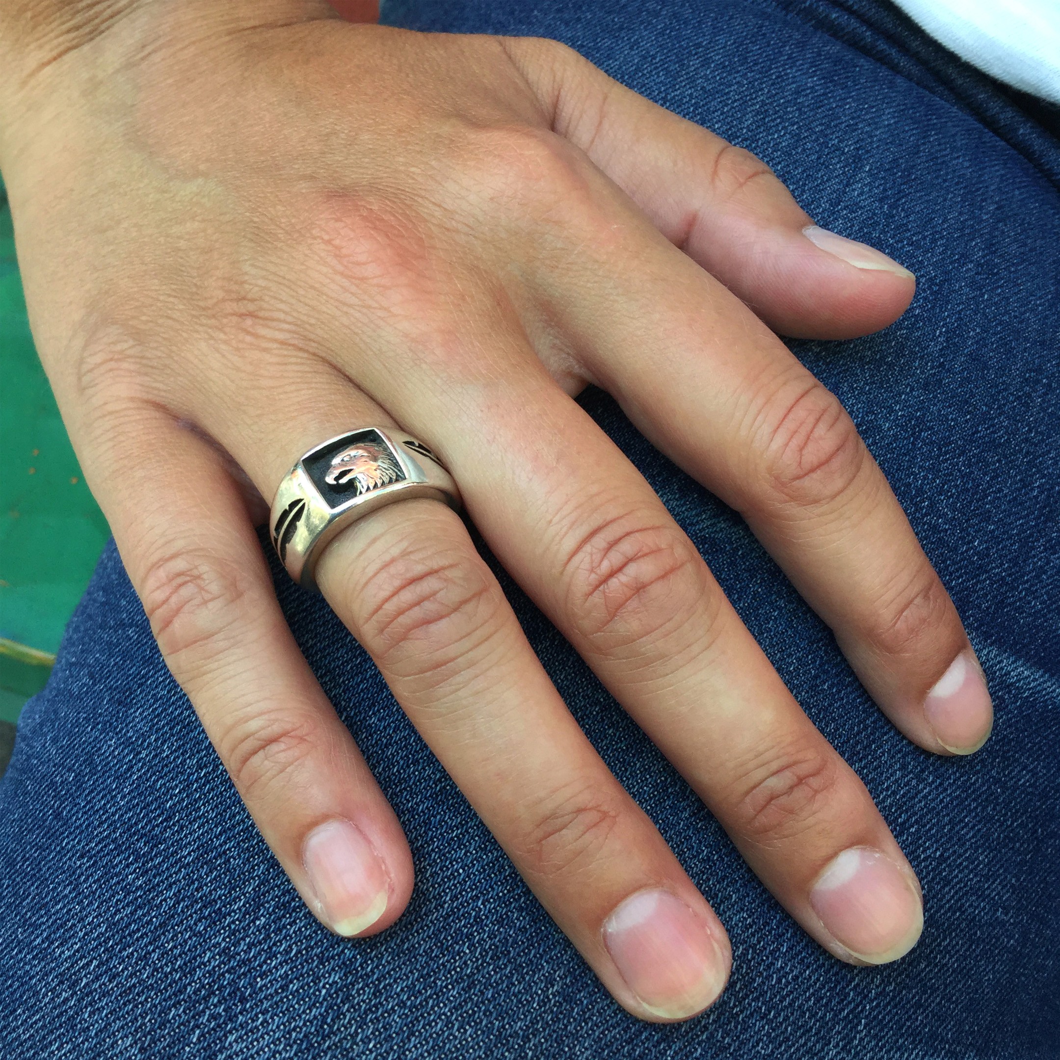 Bague Navajo pour homme et femme en argent, modèle aigle, R473 - Harpo Paris