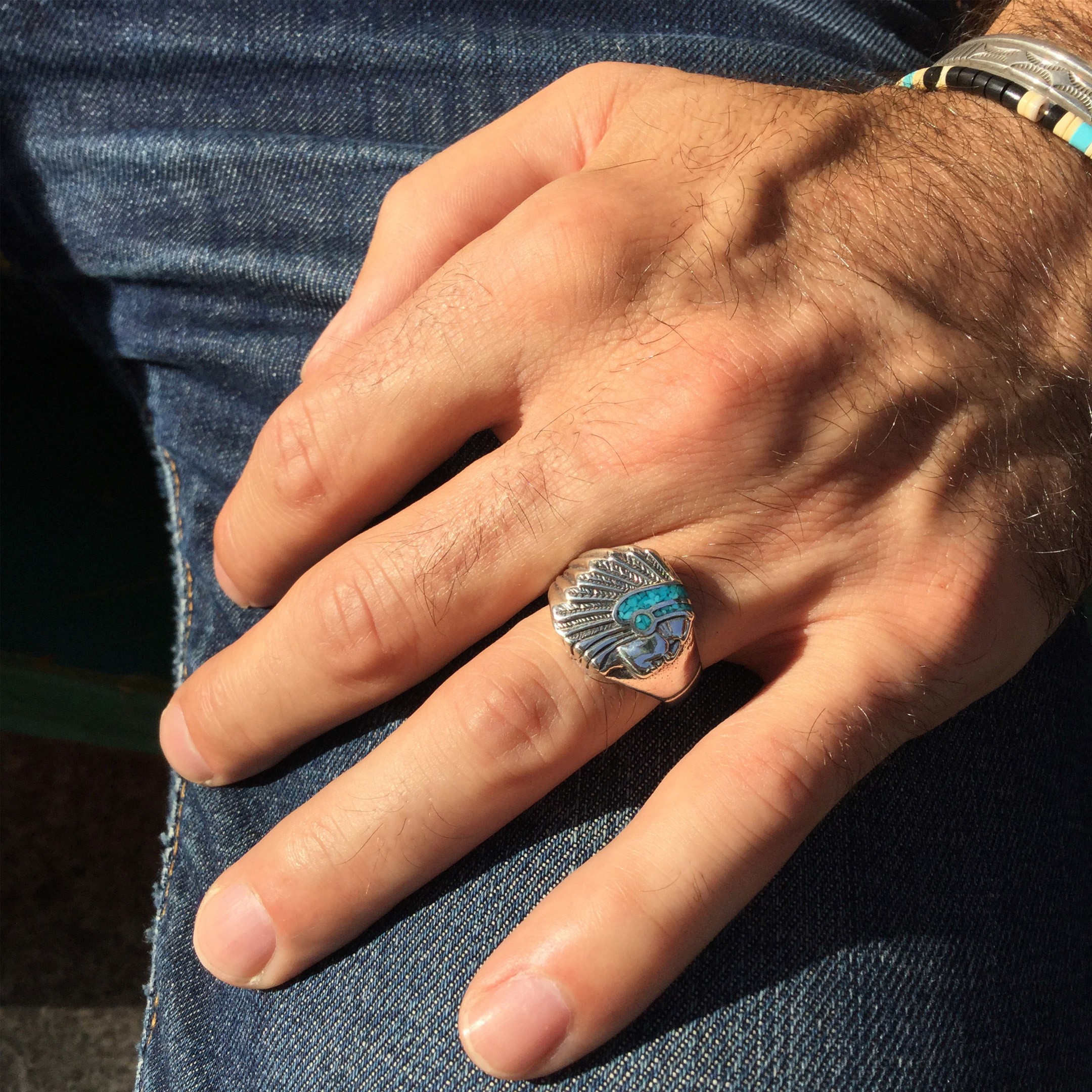 Ring for men and women in silver, Indian chief, R177GM - Harpo Paris