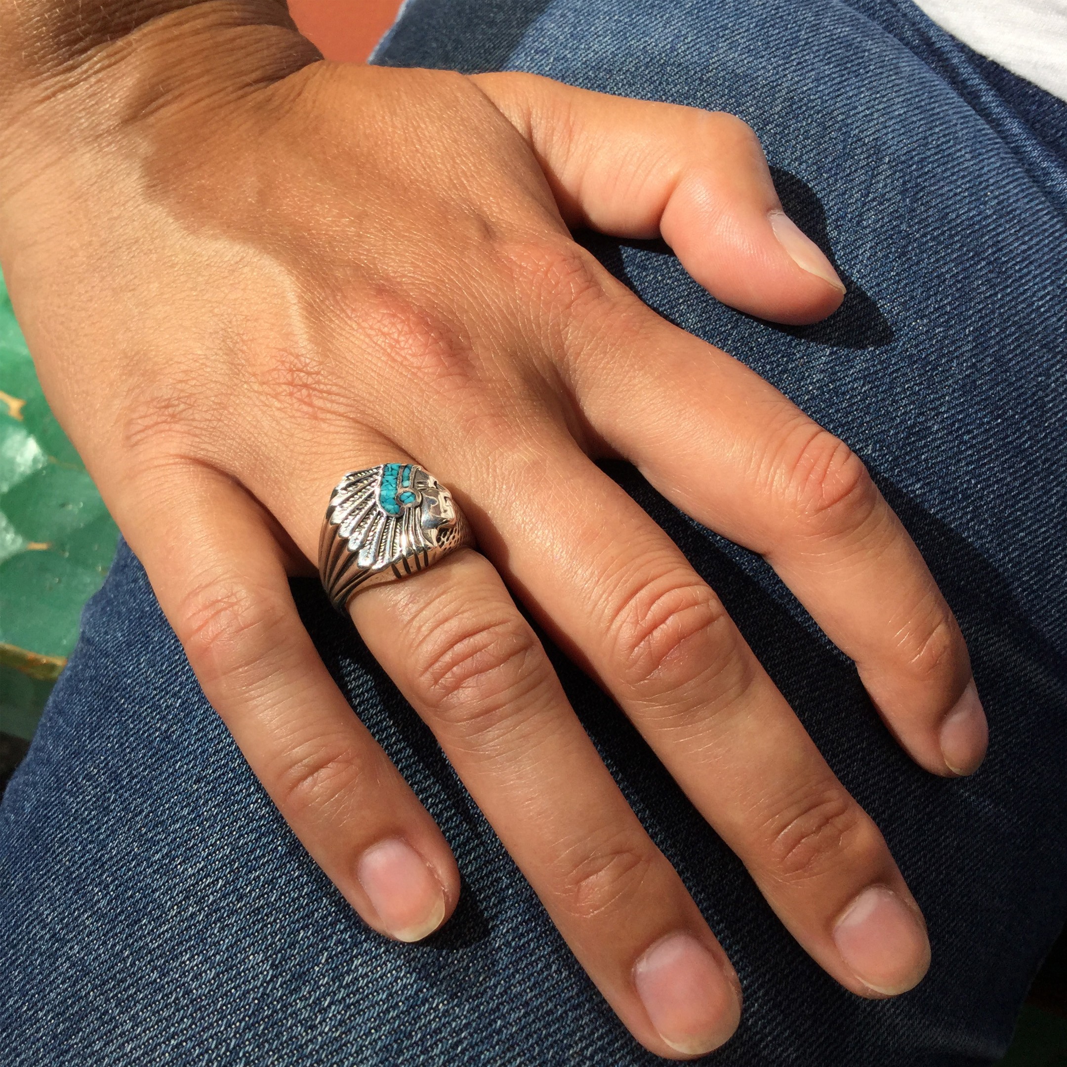 Ring for men and women in silver, Indian chief, R177GM - Harpo Paris