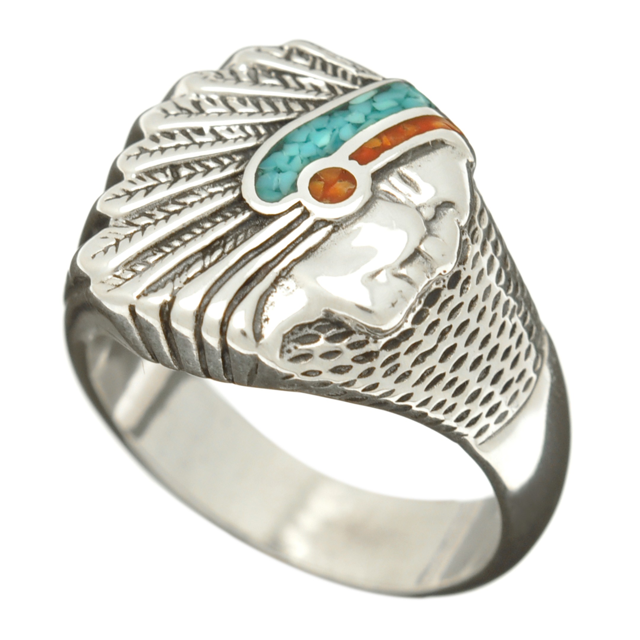 Ring for men and women in silver, Indian chief, R177GM - Harpo Paris