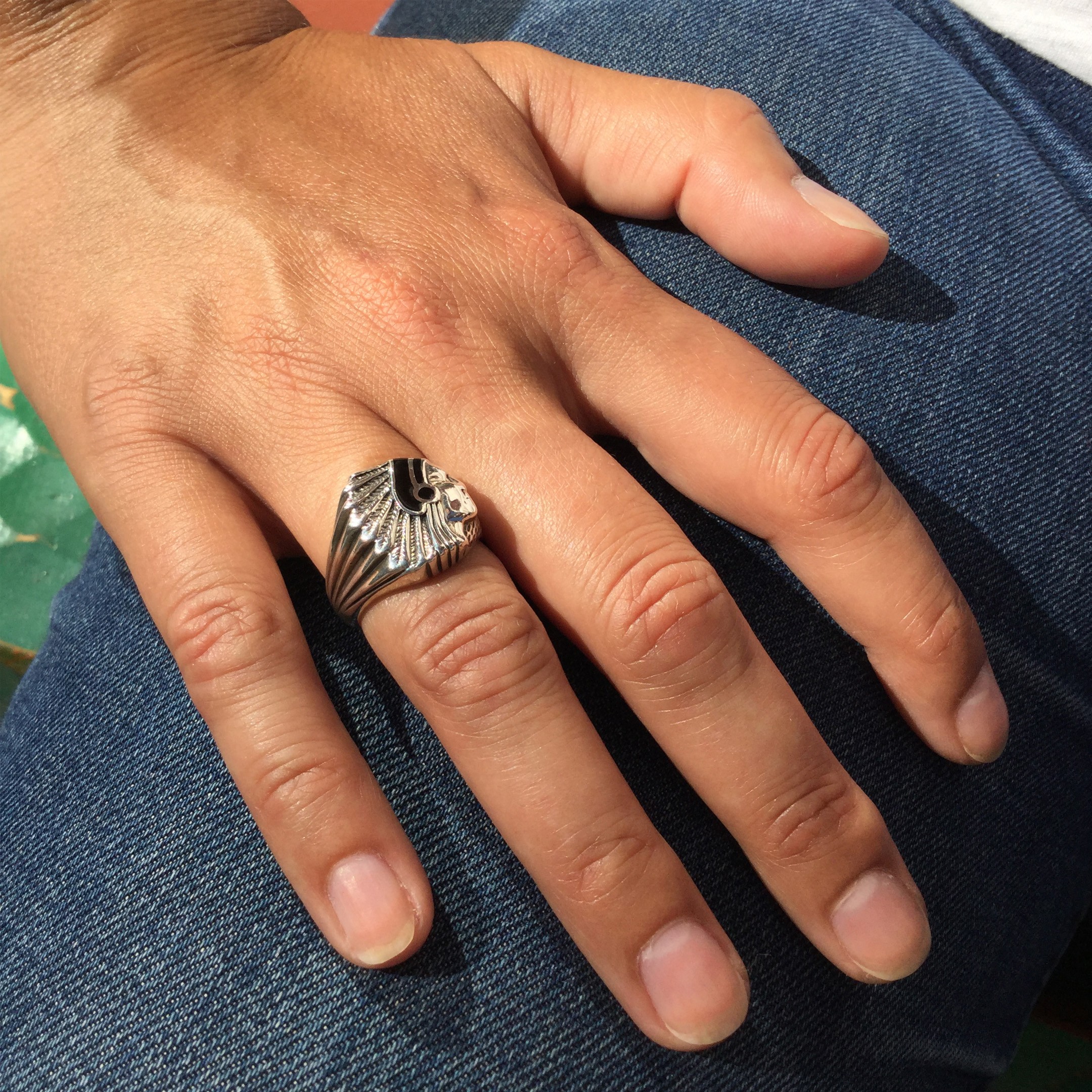 Ring for men and women in silver, Indian chief, R177GM - Harpo Paris