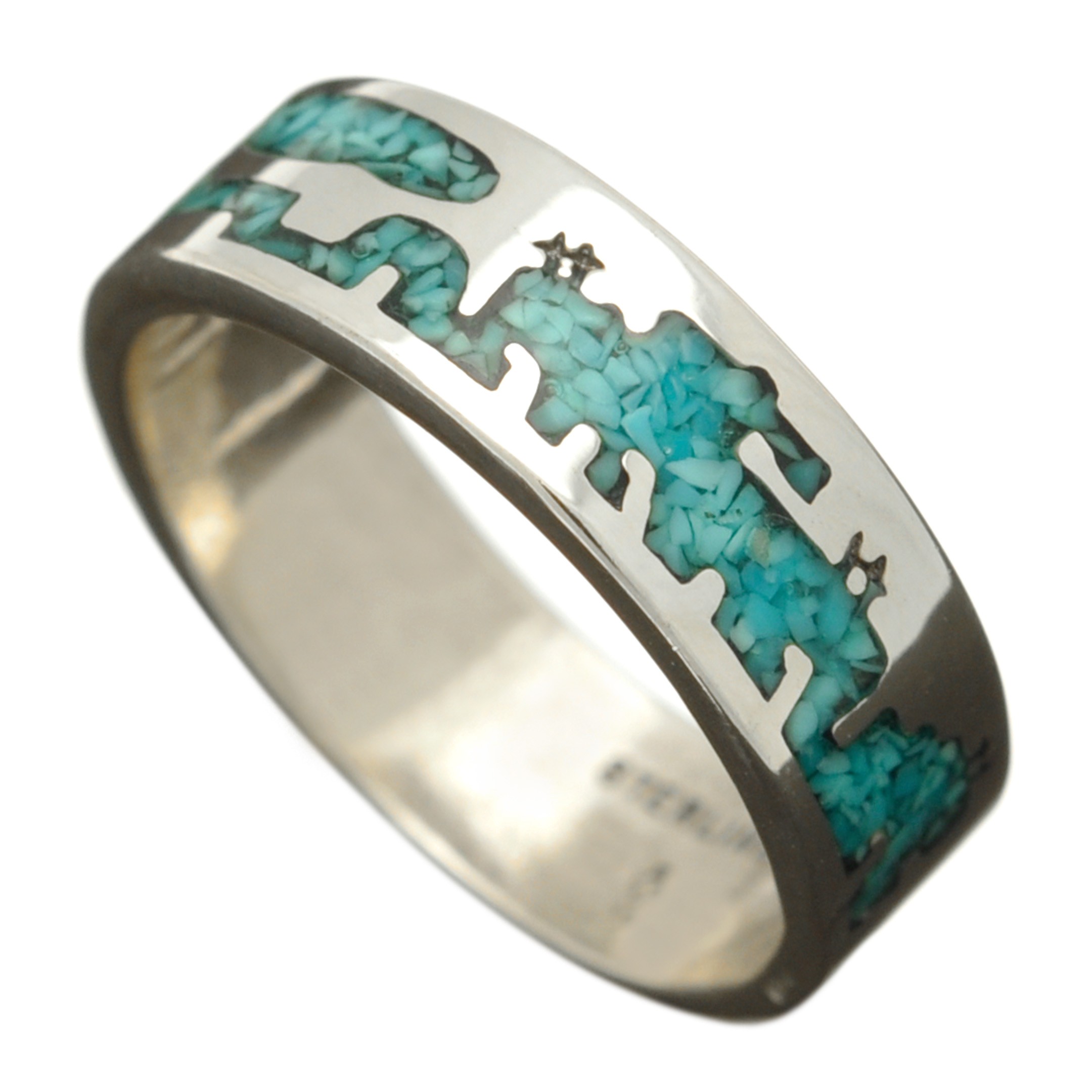 Chip Inlay ring representing a Native pueblo R155 Harpo Paris