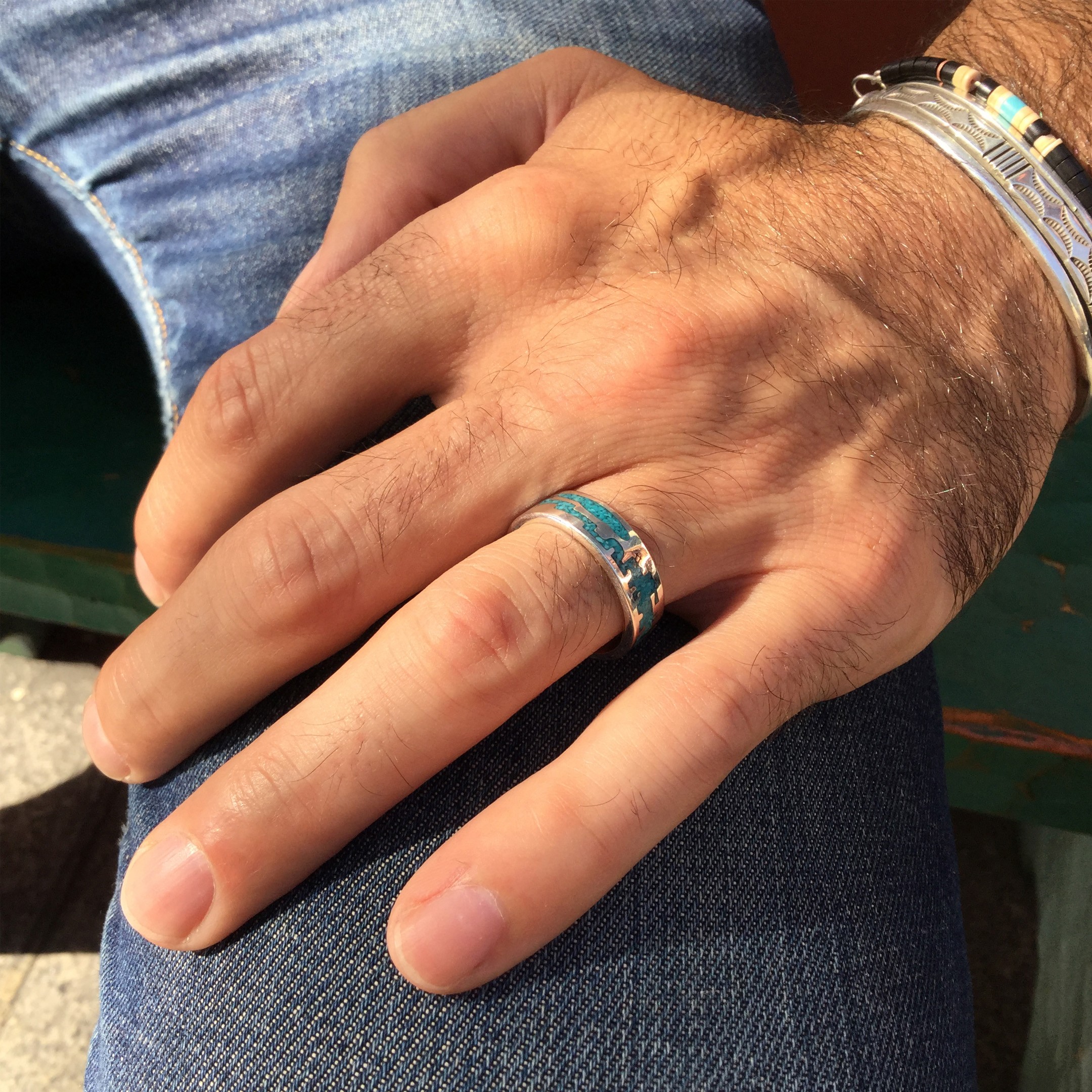 Chip Inlay ring representing a Native pueblo R155 Harpo Paris