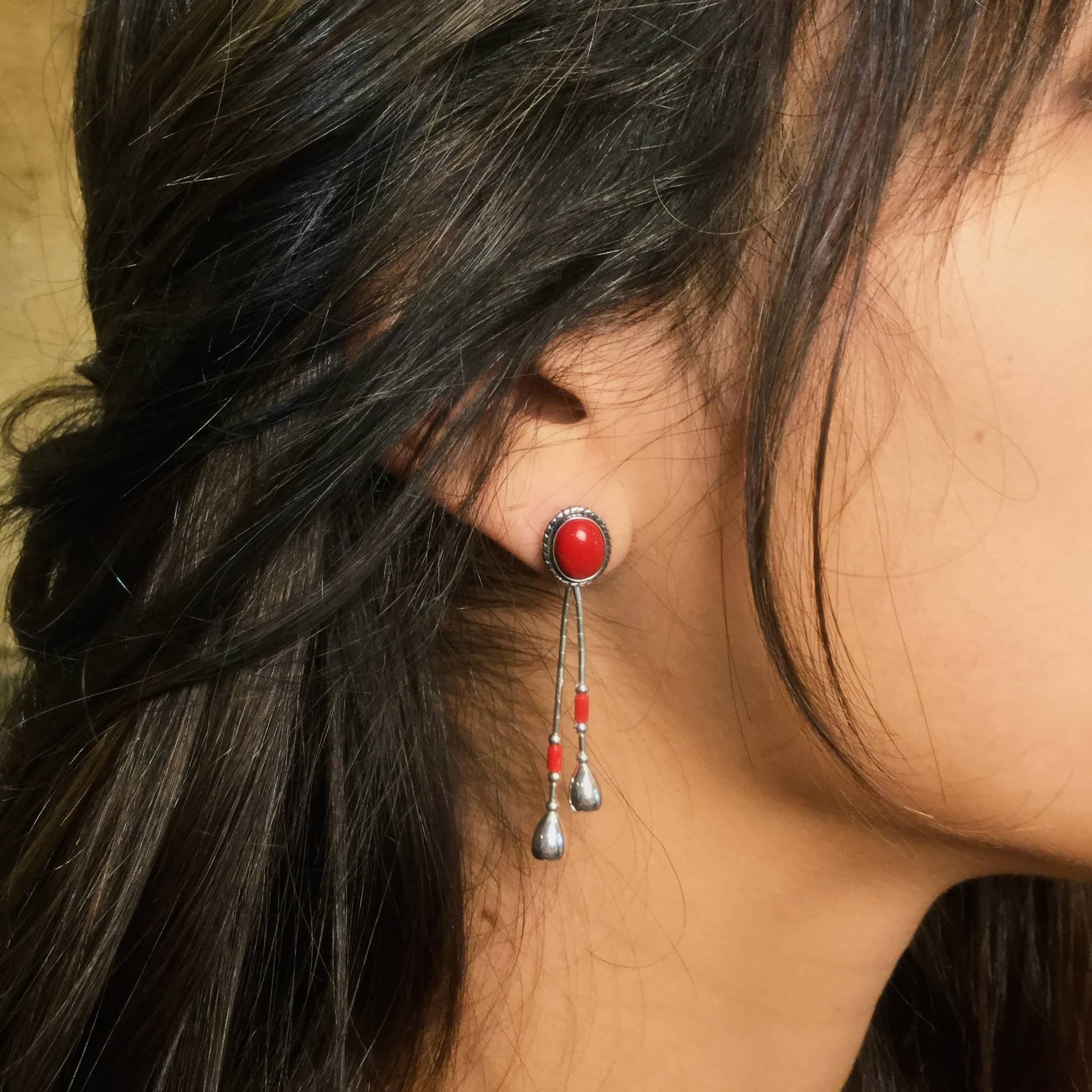 Harpo Paris classic earrings E343 cabochons and drop shape