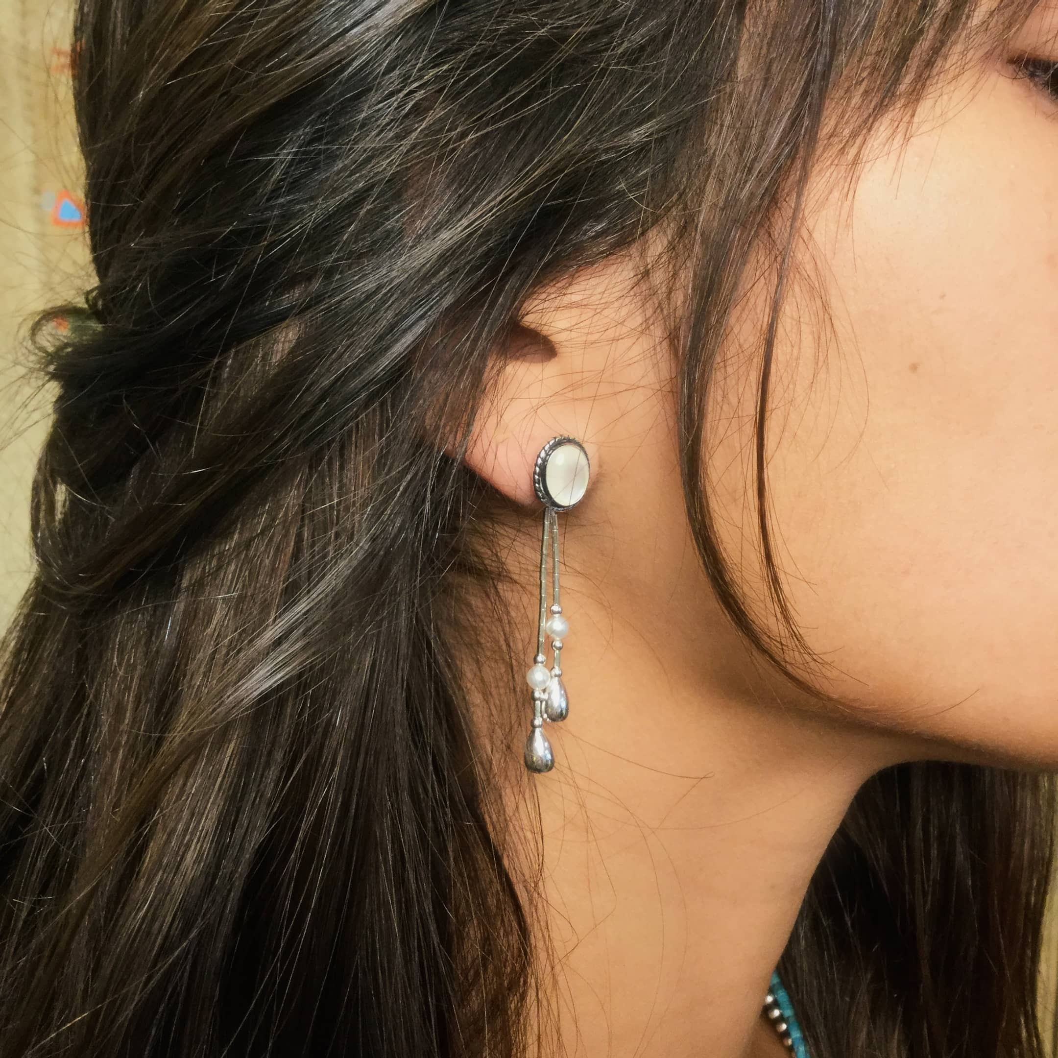 Harpo Paris classic earrings E343 cabochons and drop shape