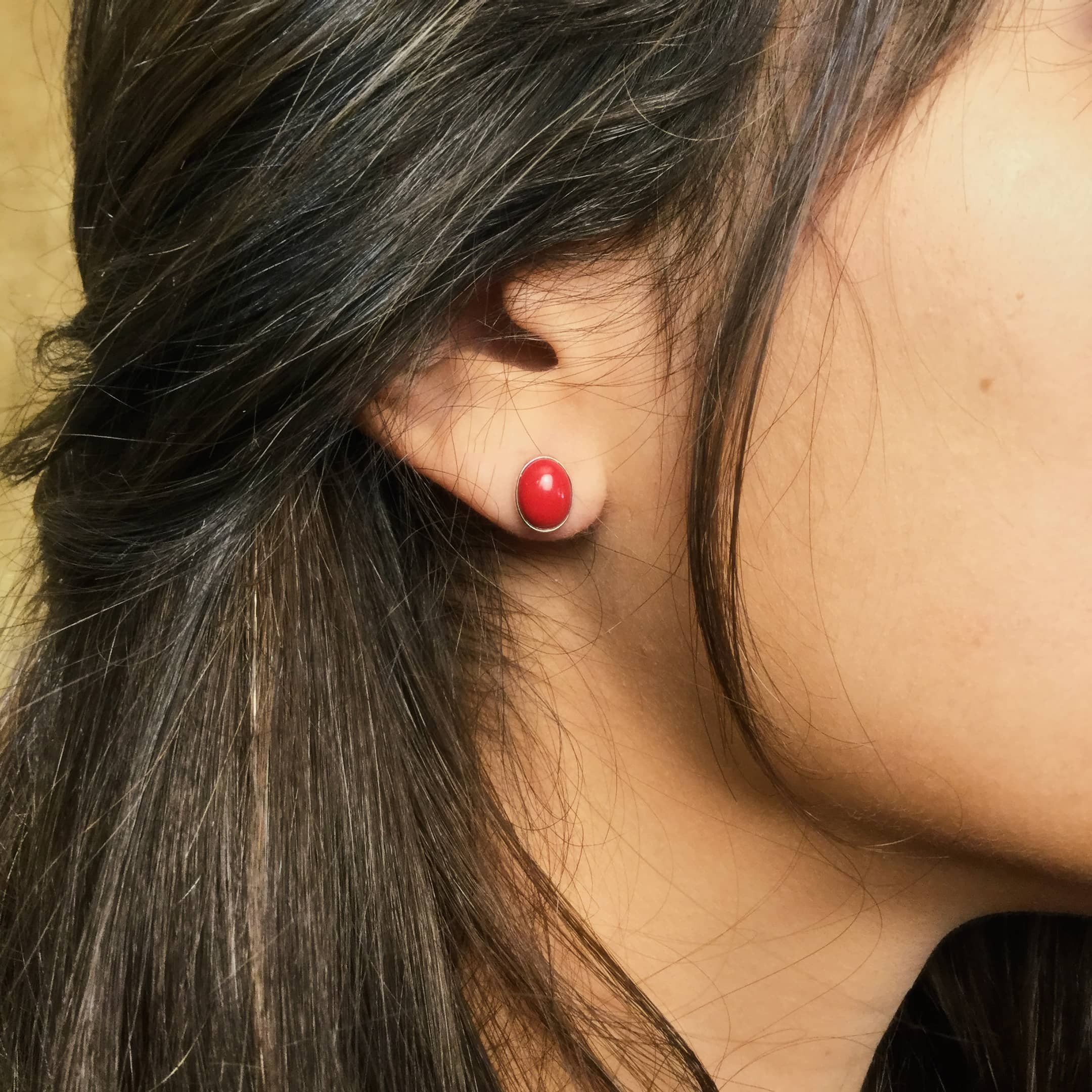 Harpo Paris classic earrings E331 cabochon set in silver