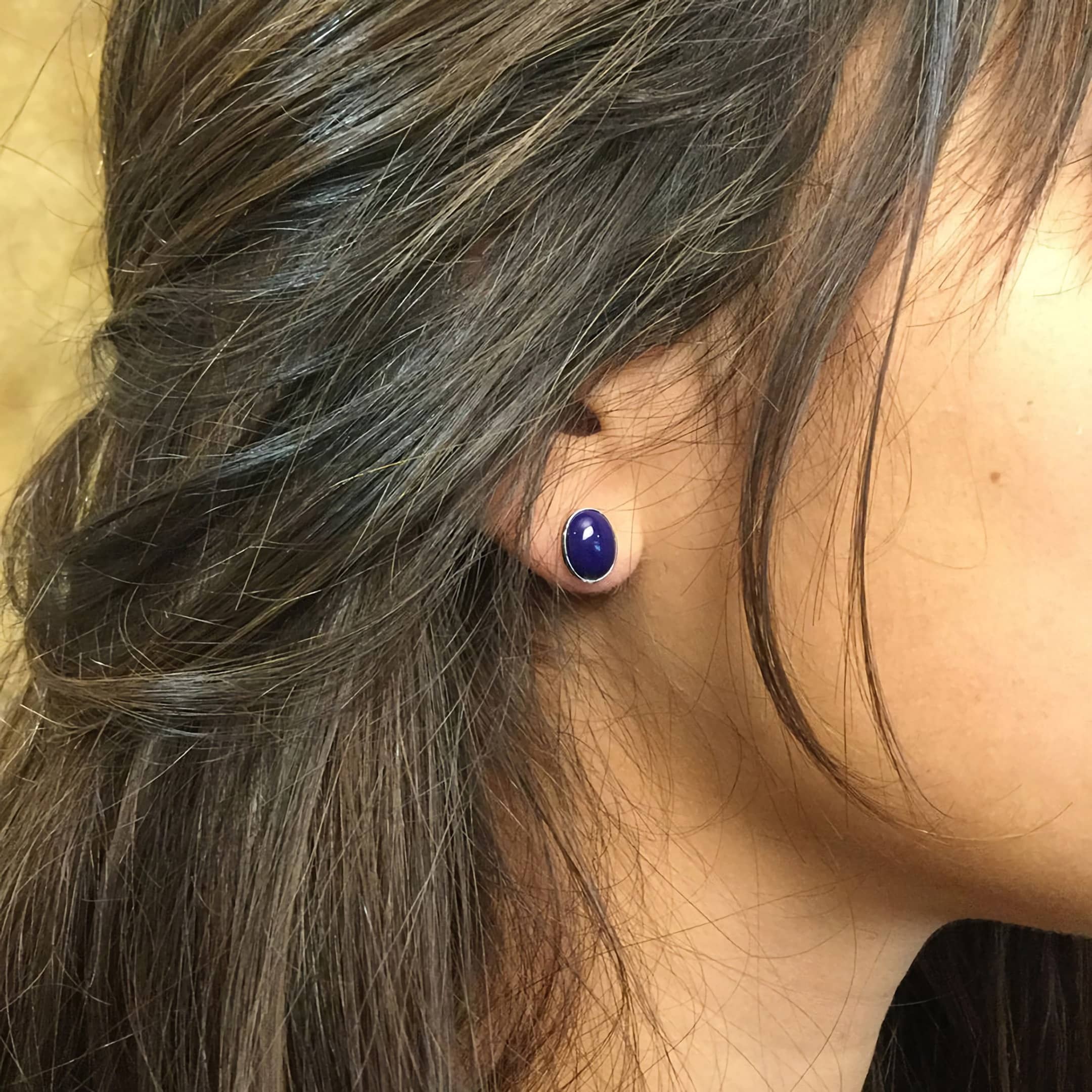 Harpo Paris classic earrings E331 cabochon set in silver