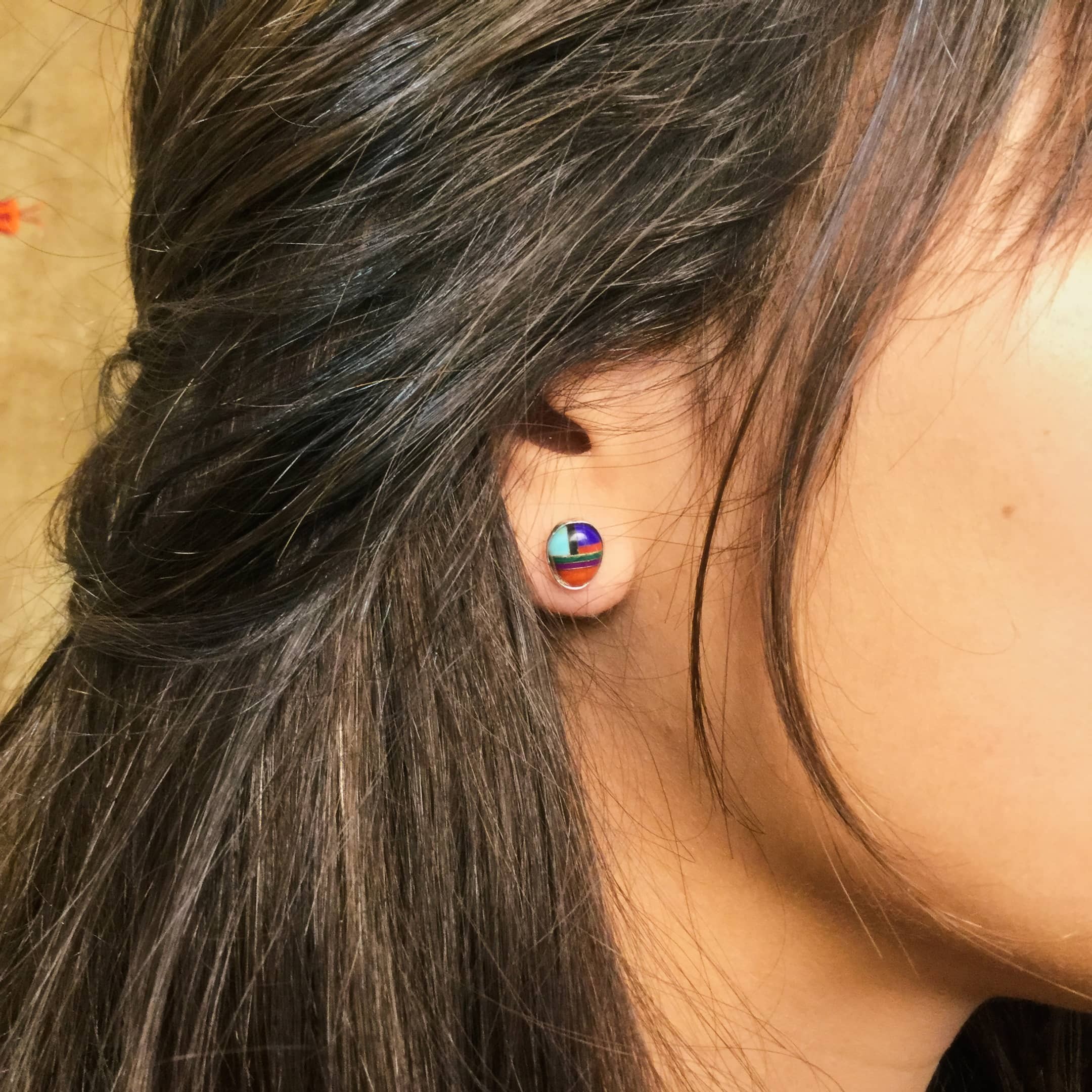 Harpo Paris classic earrings E331 cabochon set in silver