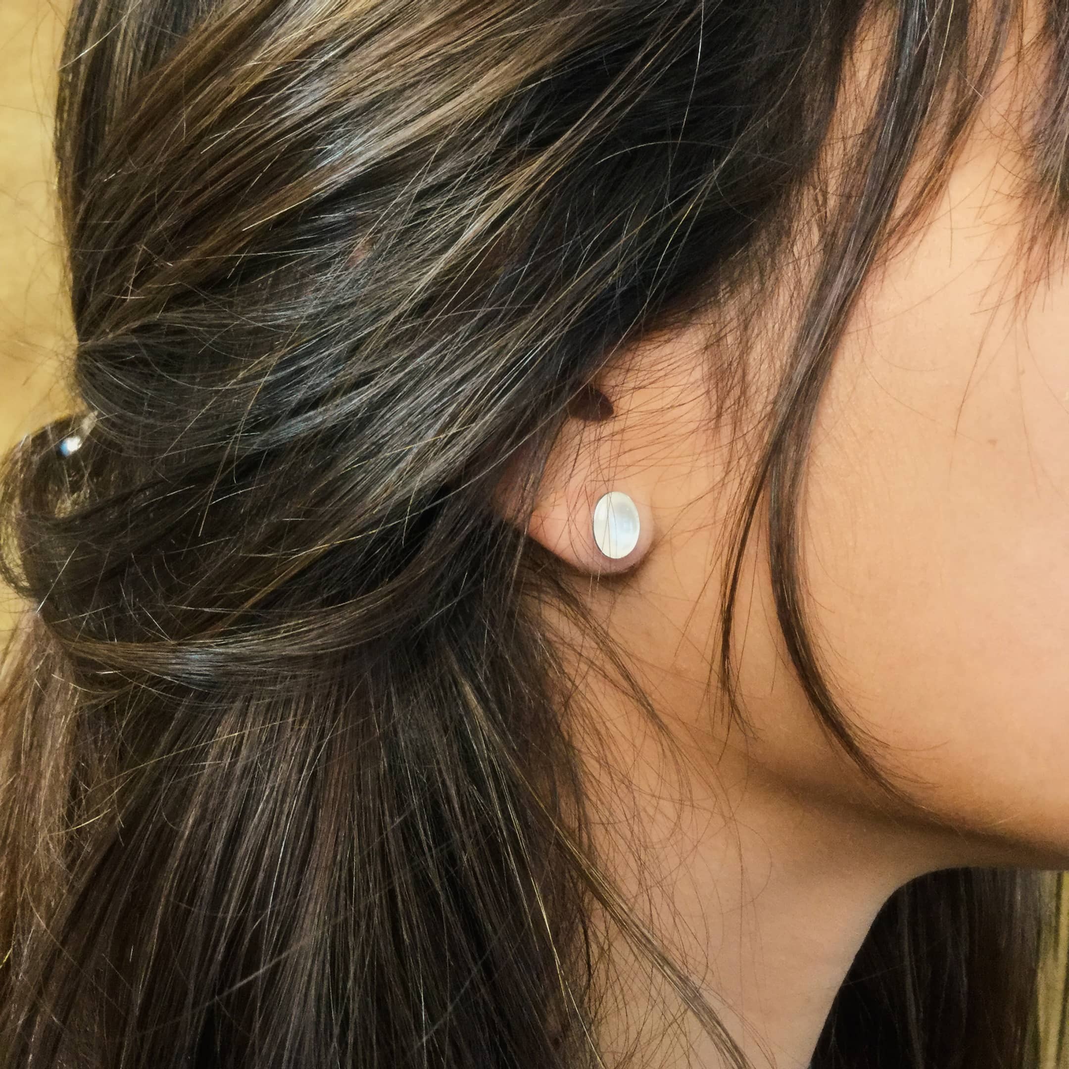 Harpo Paris classic earrings E331 cabochon set in silver