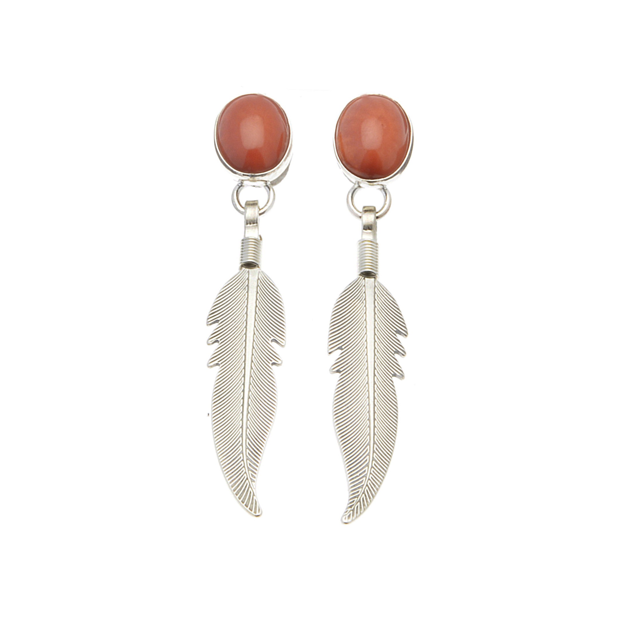Harpo Paris classic earrings E329 cabochon and feather