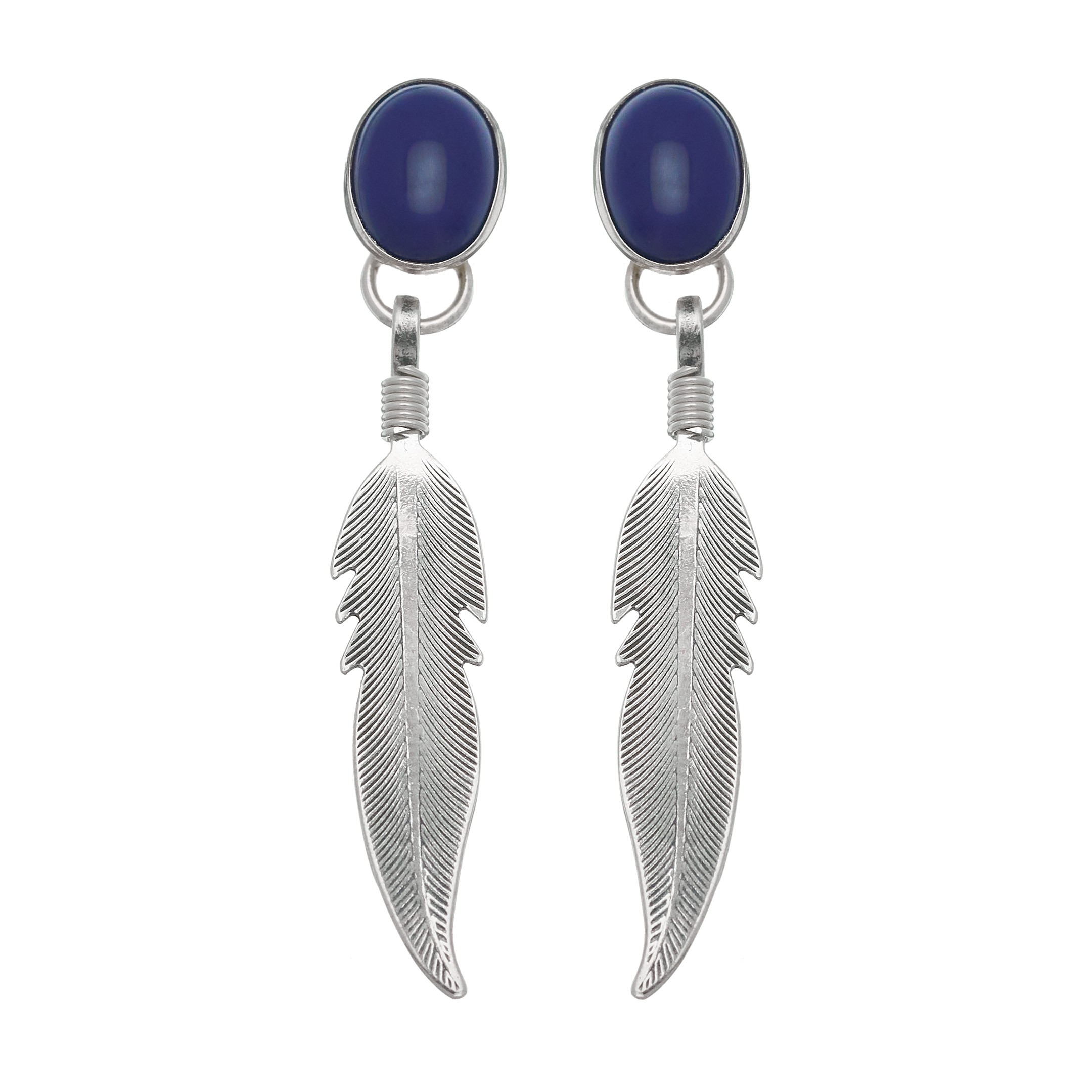 Harpo Paris classic earrings E329 cabochon and feather
