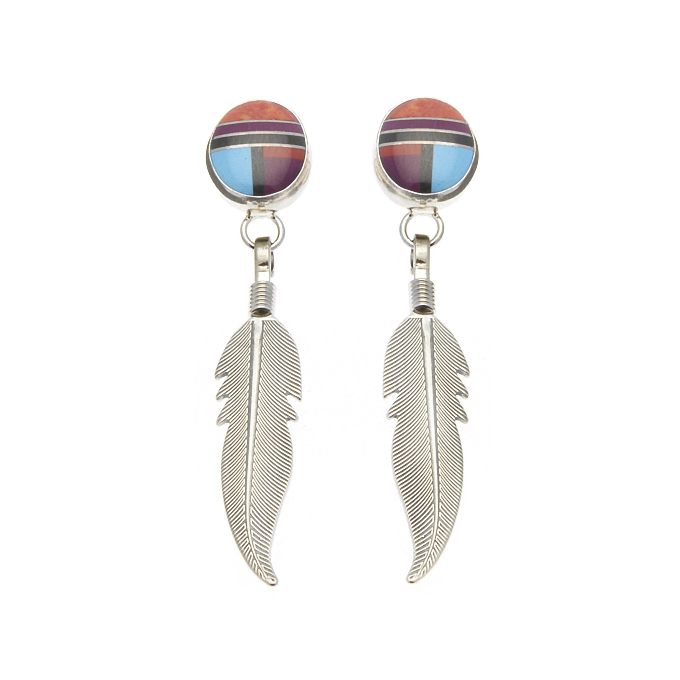 Harpo Paris classic earrings E329 cabochon and feather