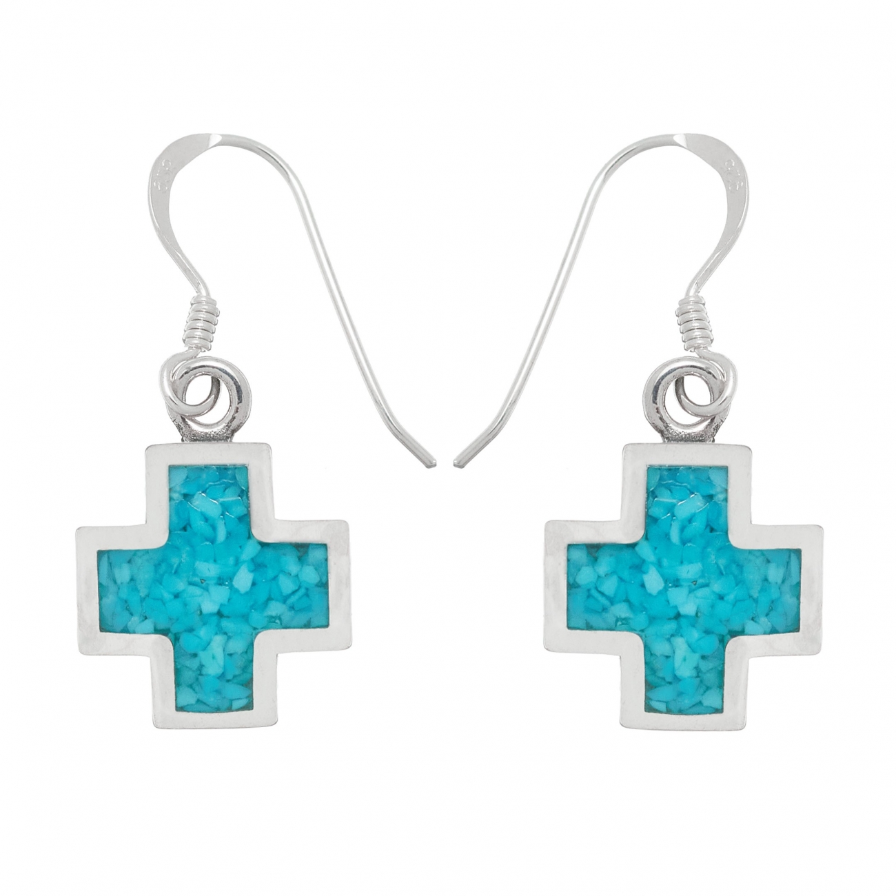 Harpo Paris classic earrings BO49 cross in turquoise and silver