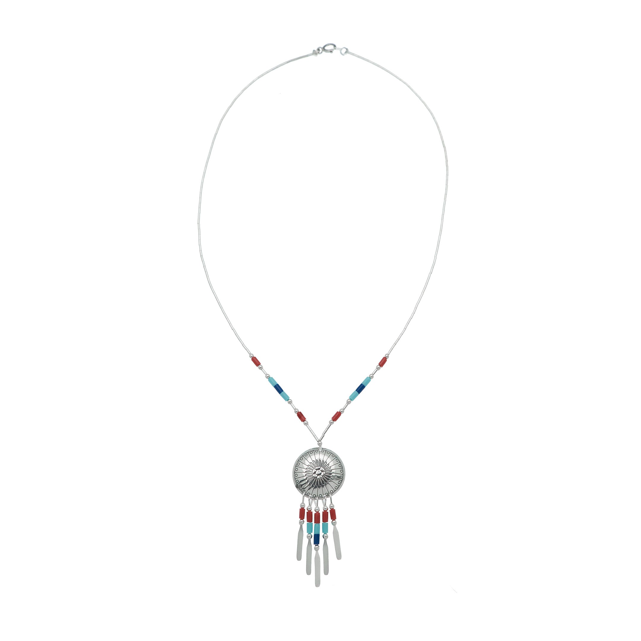 "Native American concho necklace made of Heishi beads. Harpo Paris"