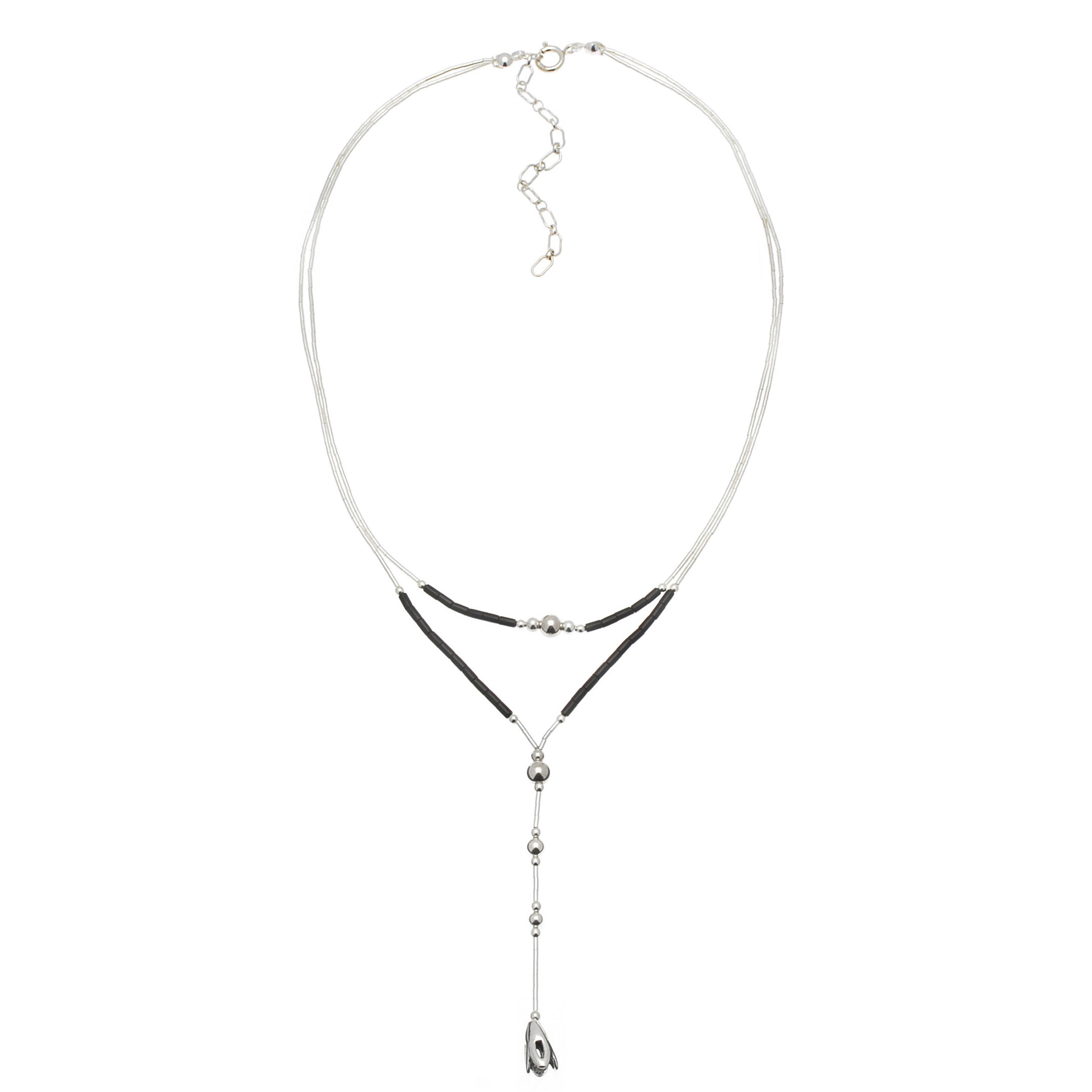 Collier amérindien Liquid silver composé de 2 rangs de perles Heishi. Harpo Paris
