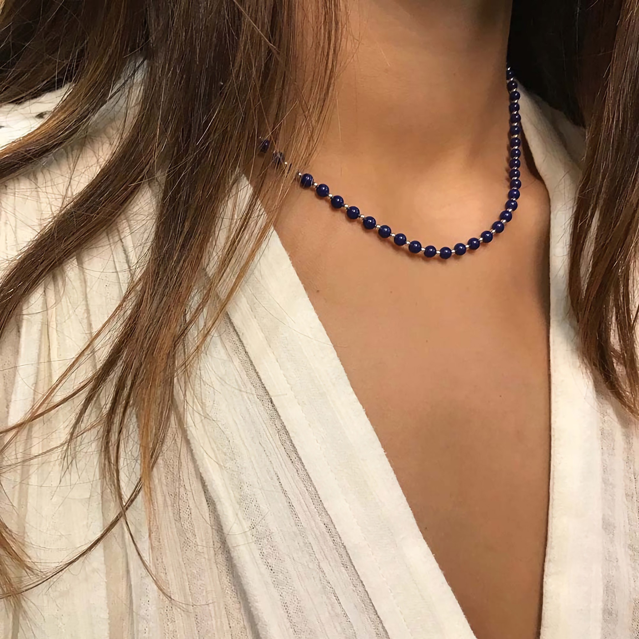 Chocker Native American necklace made of stones mix beads. Harpo Paris