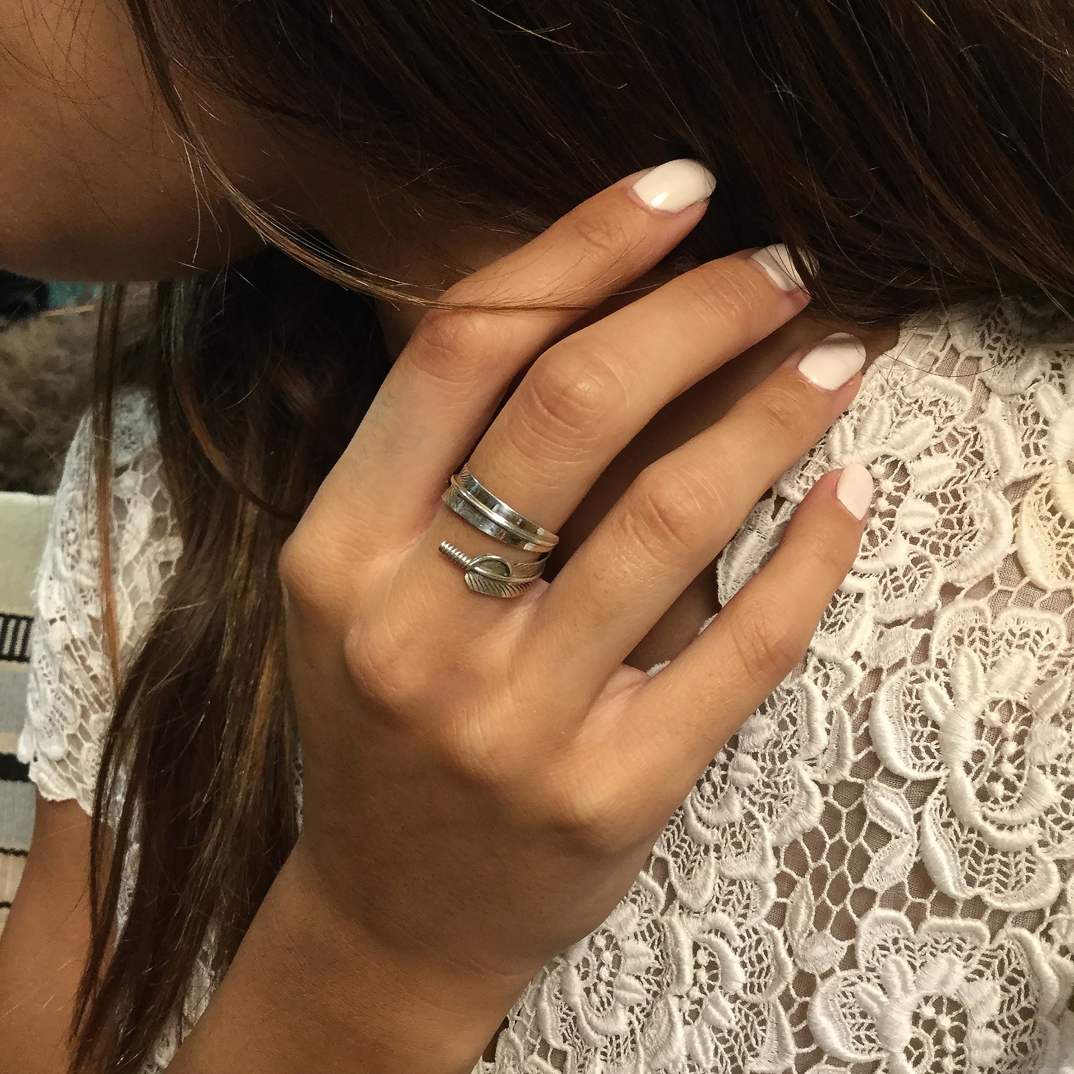 Bague Navajo Plume en argent (Reglable) | Harpo Paris