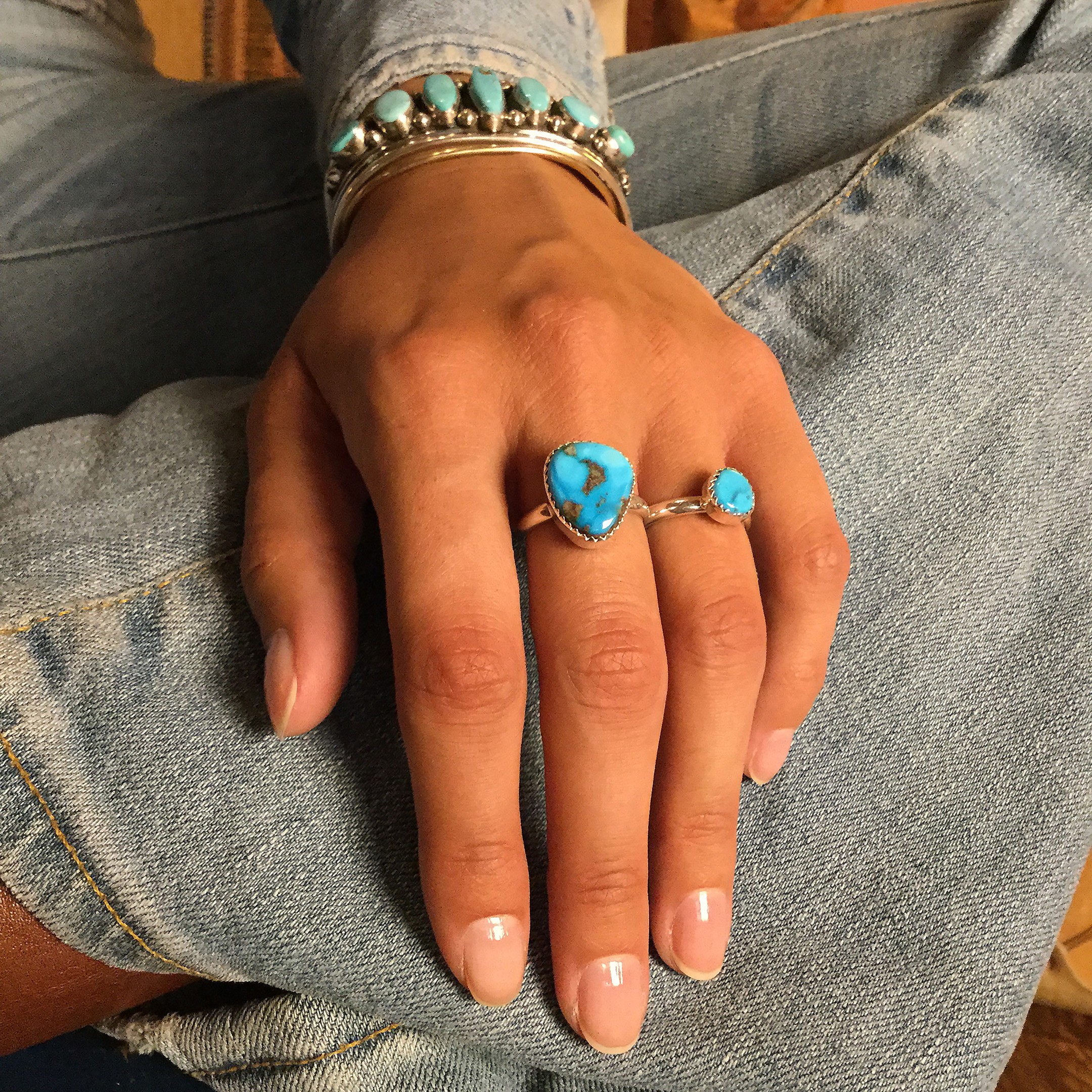 Navajo ring with Sleeping Beauty Turquoise set on silver. | Harpo Paris