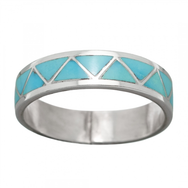Silver ring inlaid of turquoise BA117 - Harpo Paris