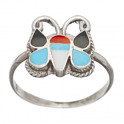 Zuni ring, inlaid butterfly BA165 - Harpo Paris