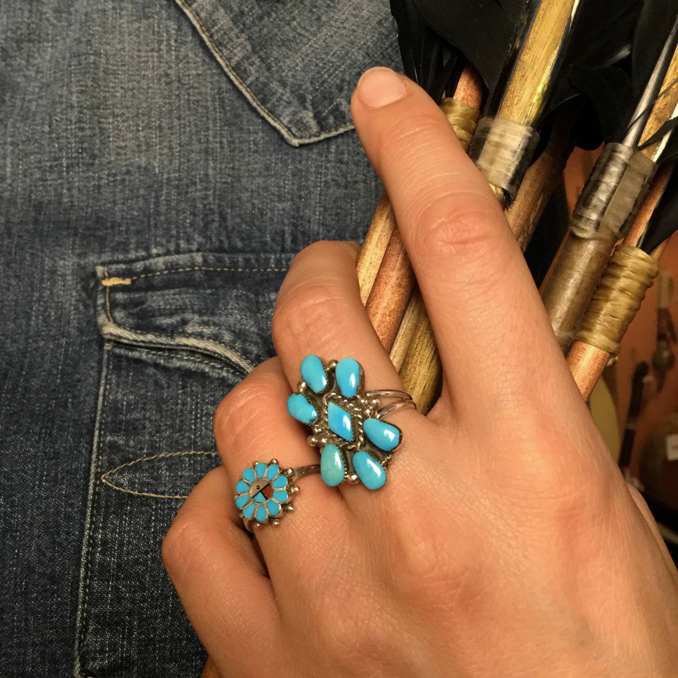 Zuni ring Sunface Stones inlayed on silver.  | Harpo Paris