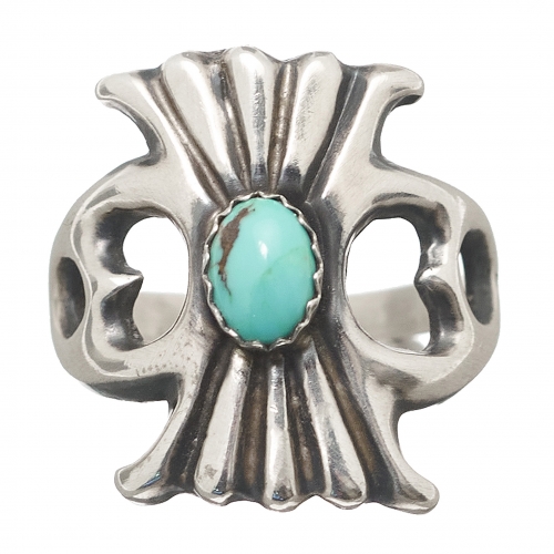 Navajo ring for women in silver and turquoise, BA508 - Harpo Paris