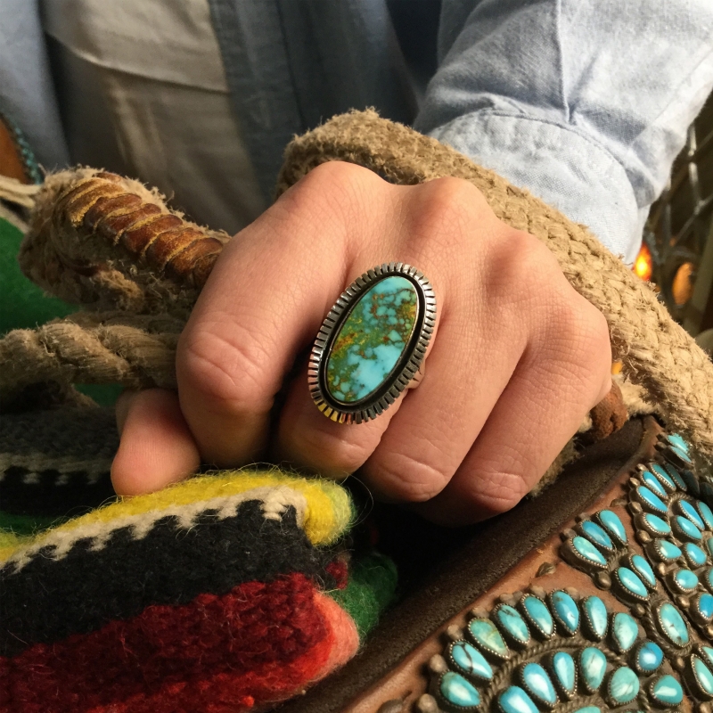 Bague Navajo pour femme en turquoise et argent, BA566 - Harpo Paris