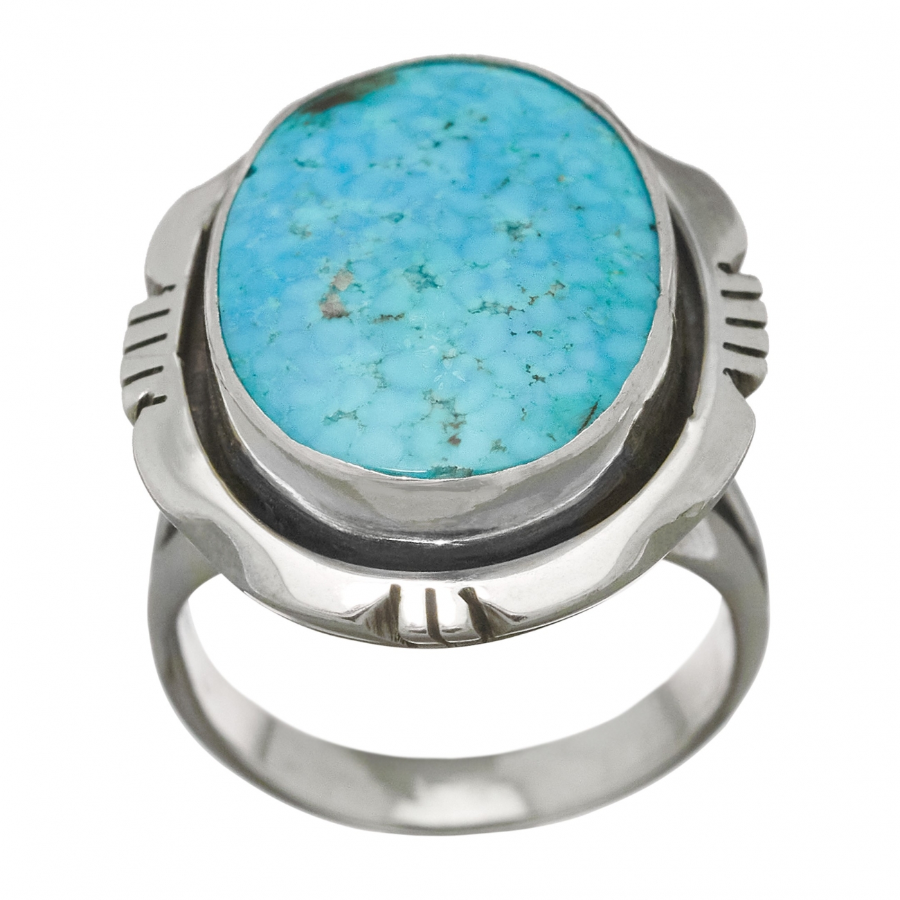 Navajo ring BA651 in turquoise and silver for women, Harpo Paris