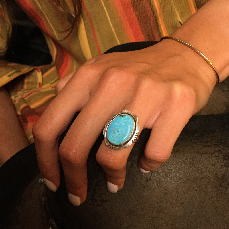 Navajo ring BA651 in turquoise and silver for women, Harpo Paris