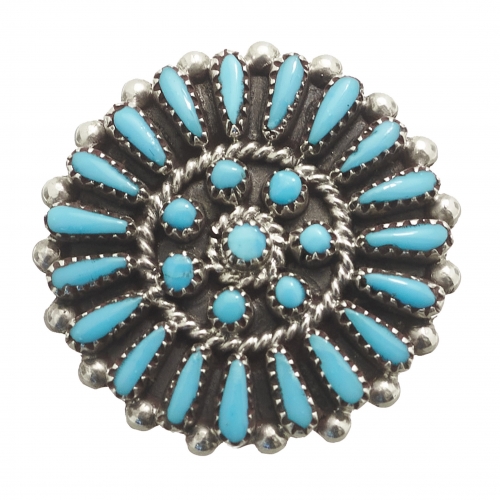 Zuni ring BA678 in turquoise and silver for women - Harpo Paris