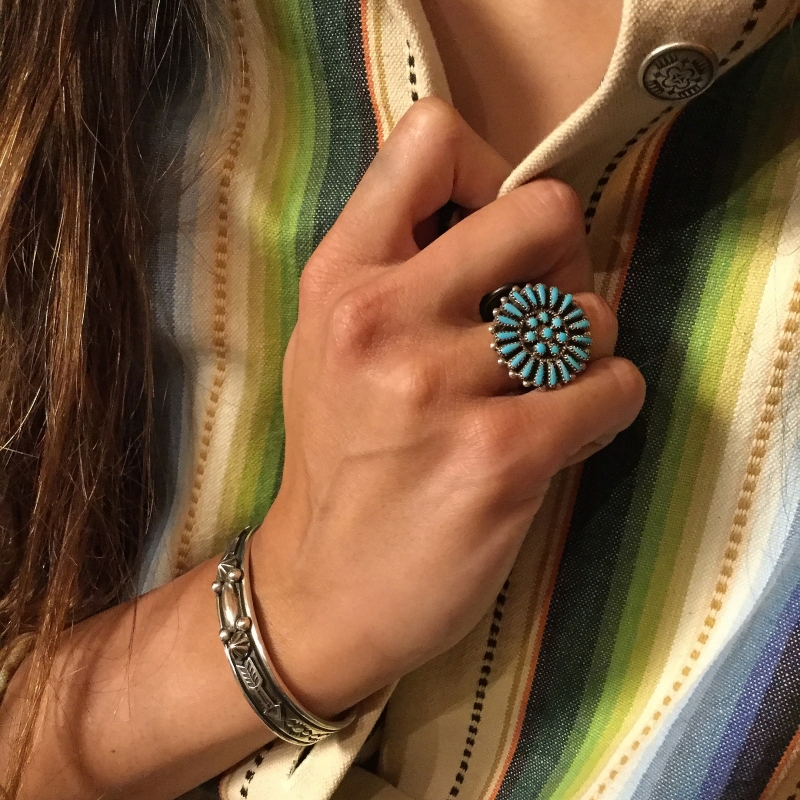Zuni ring BA678 in turquoise and silver for women - Harpo Paris