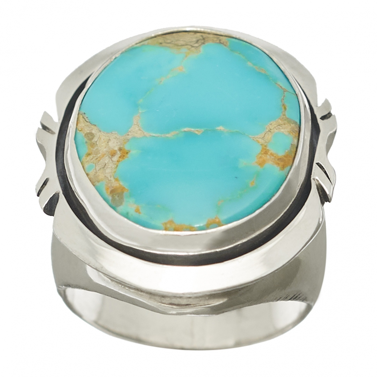 Navajo ring for men in turquoise and silver, BA772 - Harpo Paris