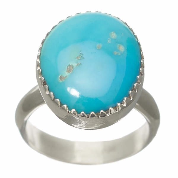Navajo ring BA768 in turquoise and silver, Harpo Paris