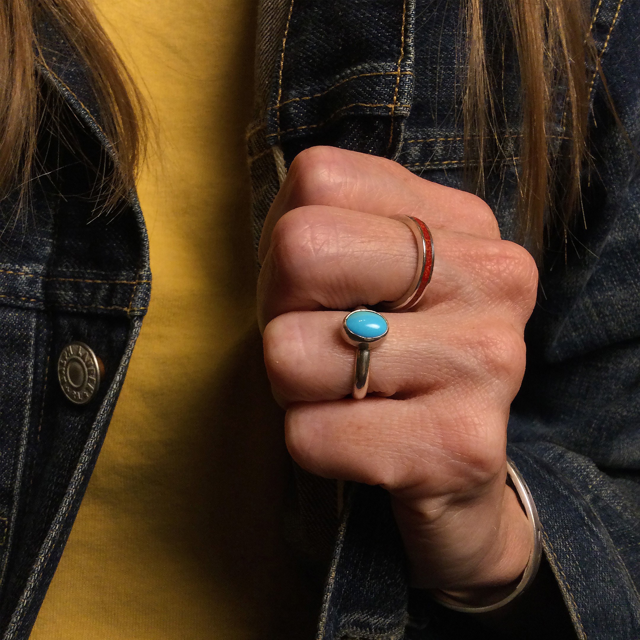 BA744 little turquoise and silver ring Harpo