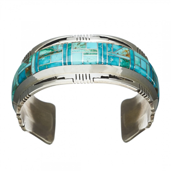 Bracelet femme BR204 marqueterie turquoise et argent - Harpo Paris