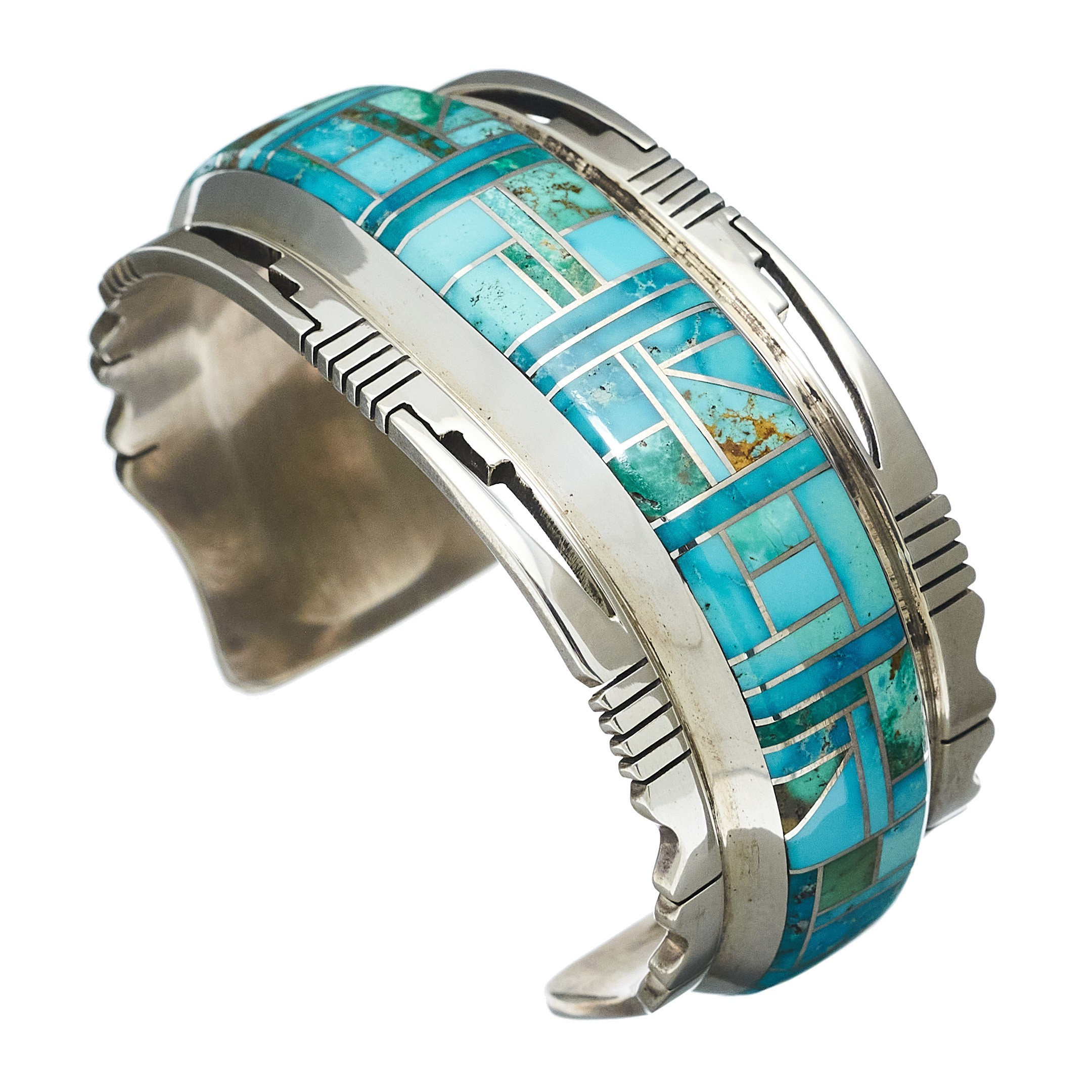 Bracelet Navajo pour femme marqueté de turquoises, BR204 - Harpo Paris