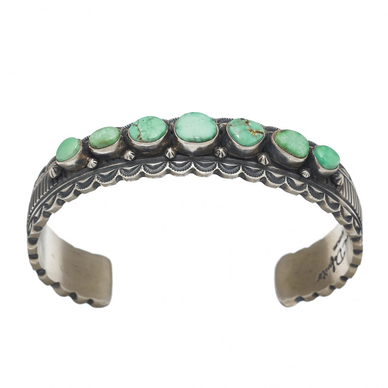 Navajo bracelet BR316 for men in turquoise and mat silver - Harpo Paris