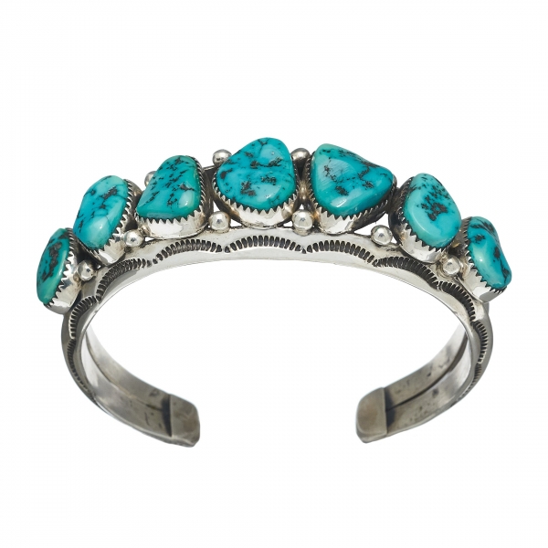 Navajo bracelet BR309 for men in turquoise and silver - Harpo Paris