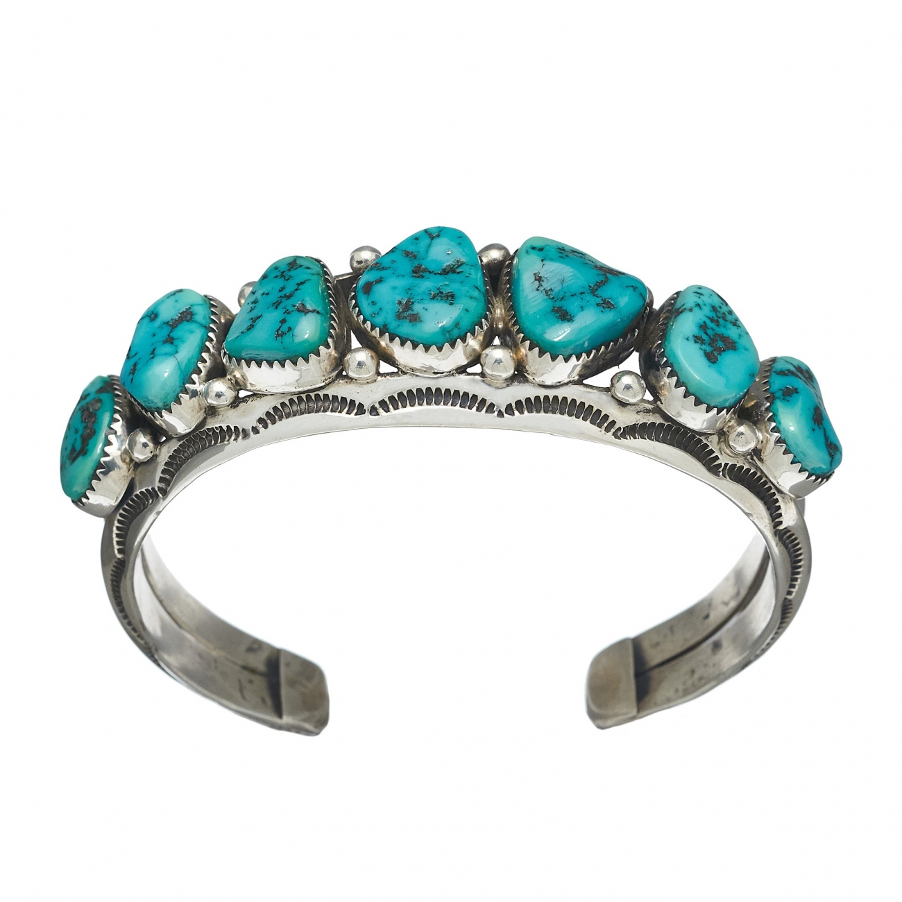 Bracelet Navajo BR309 en turquoise et argent - Harpo Paris