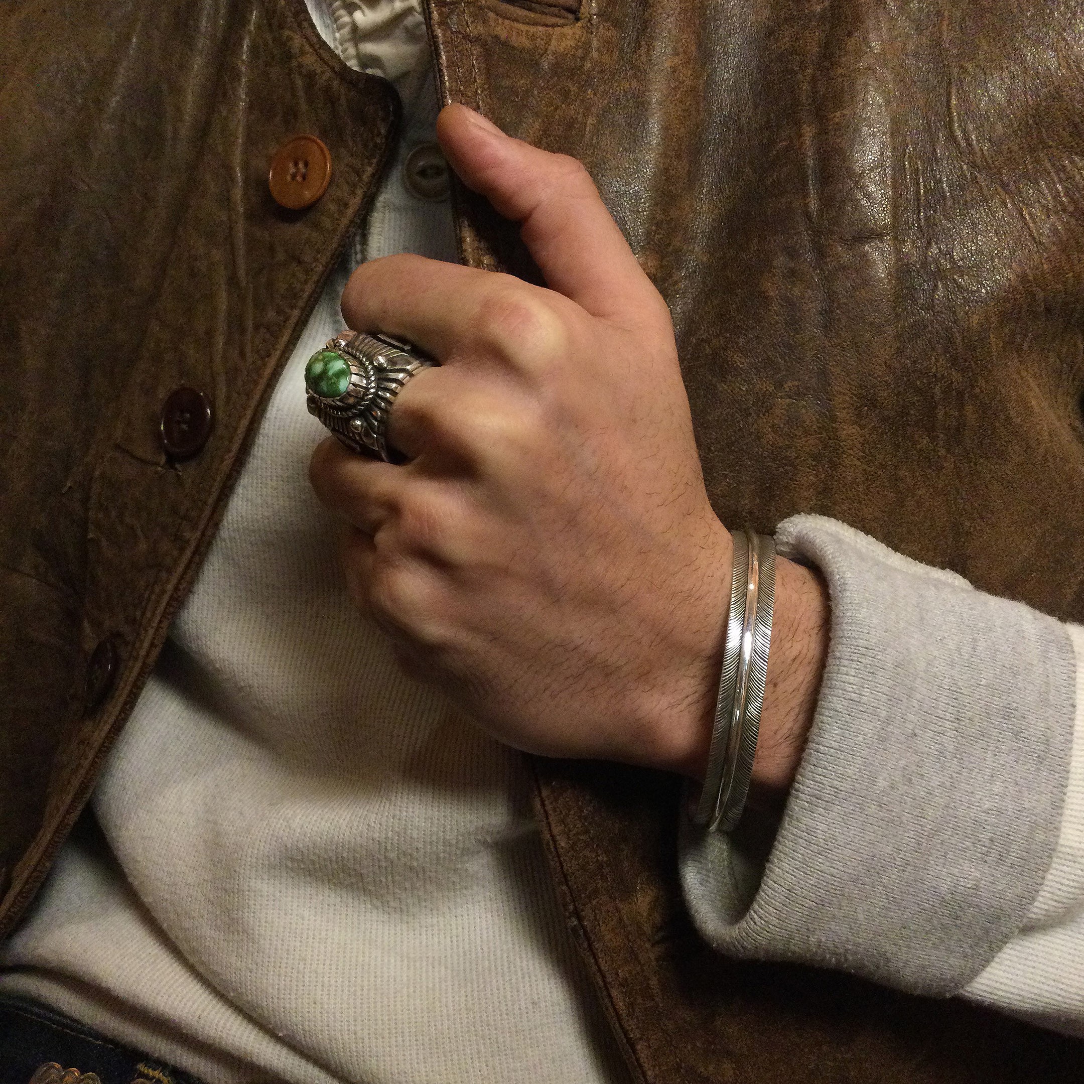 BRw142 Harpo Silver Feather Bracelet