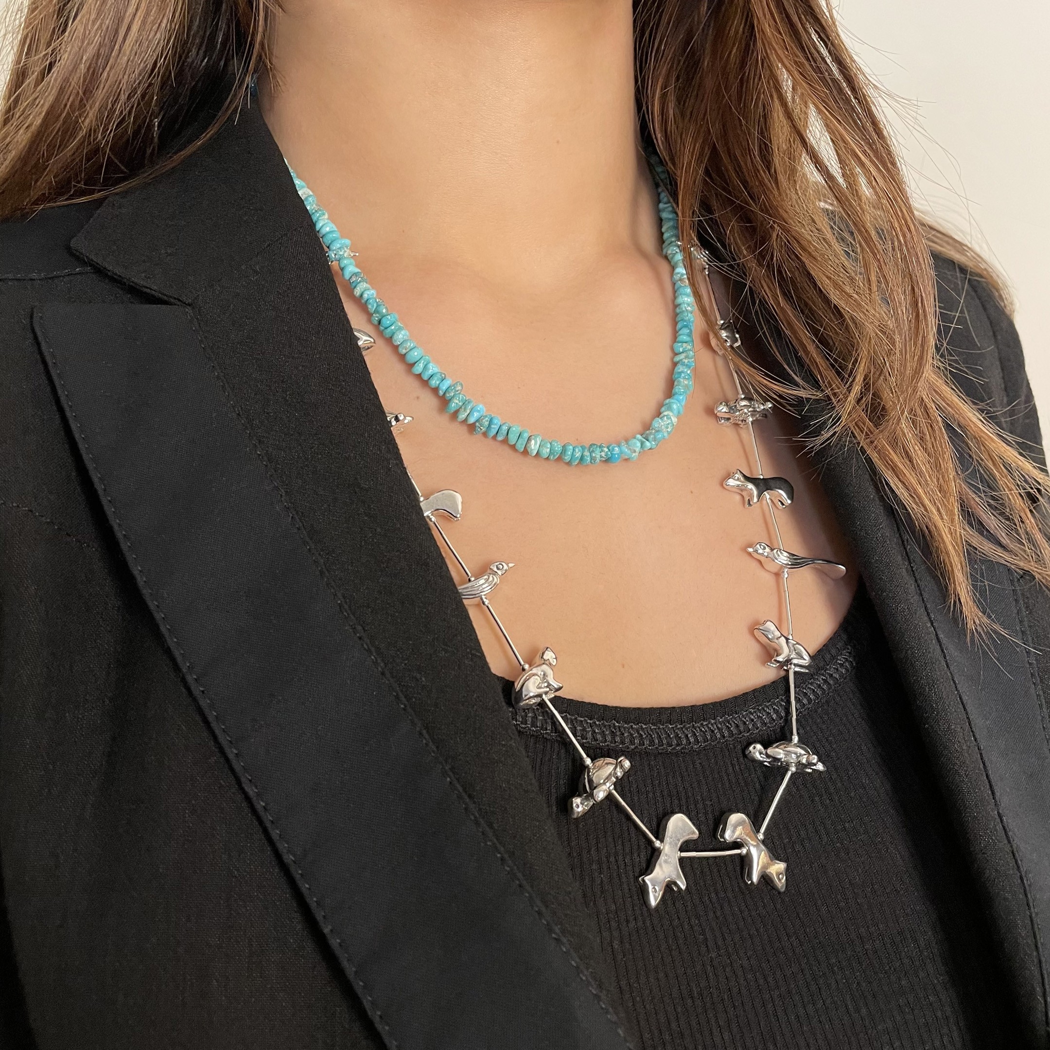 Navajo fetishes silver necklace. | Harpo Paris