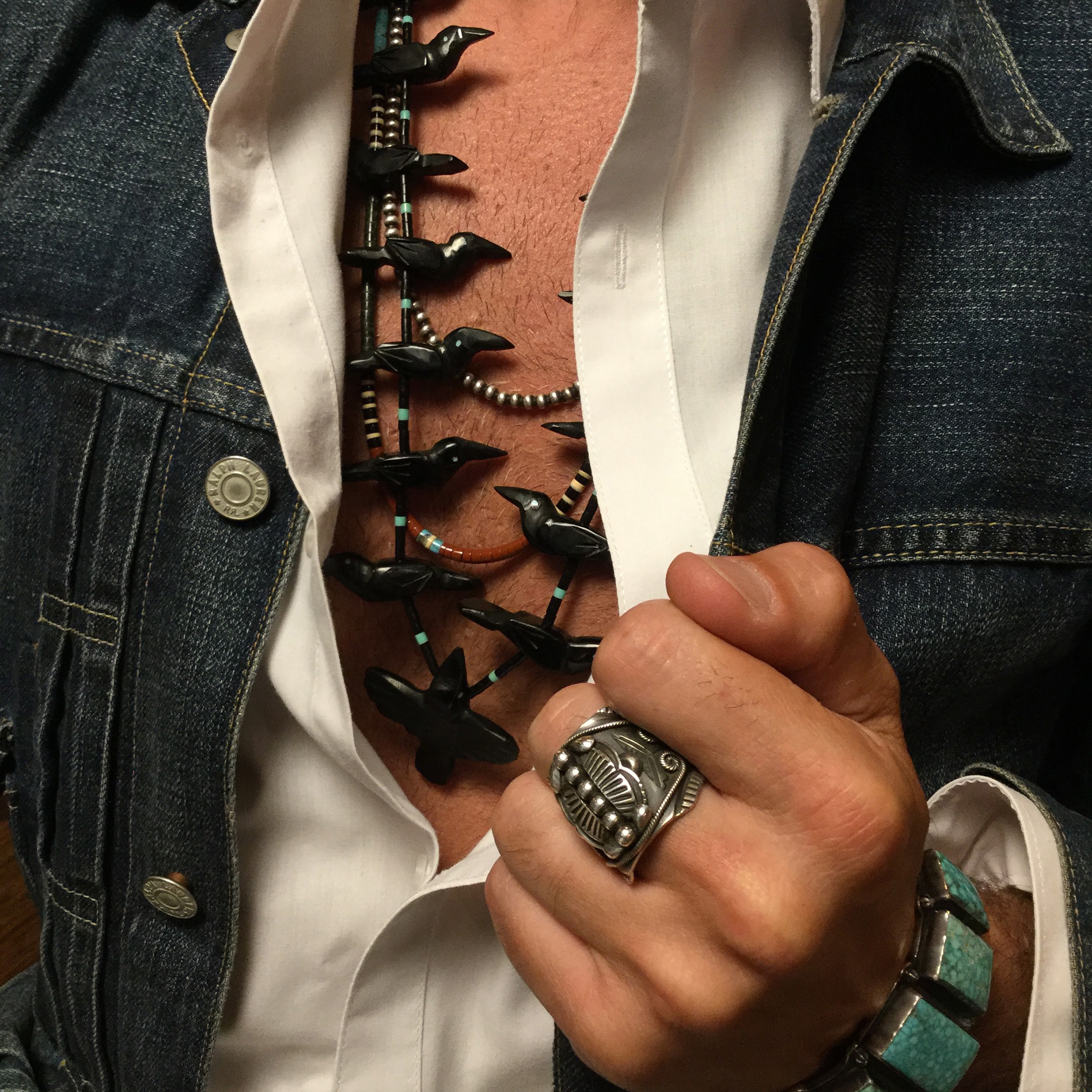 Fetishes necklace, Animals carved in Black Jet, silver clasp. | Harpo Paris