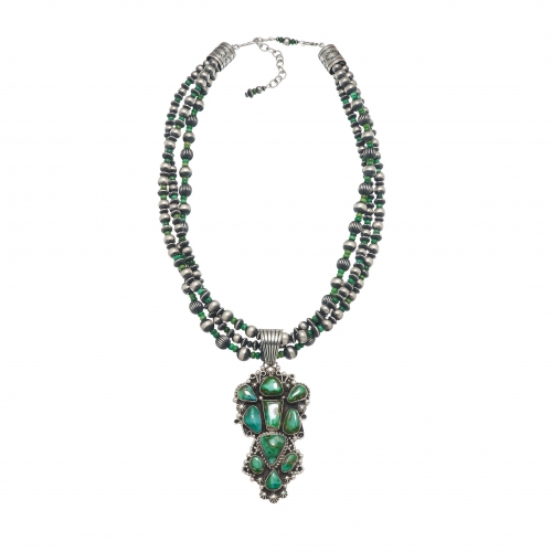 Harpo Paris necklace CO48 in silver beads and turquoise