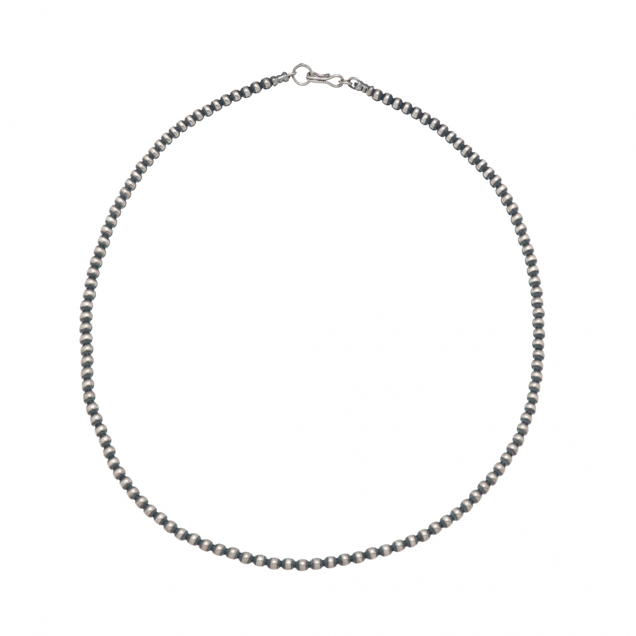 Navajo silver beads necklace, COw20 - Harpo Paris